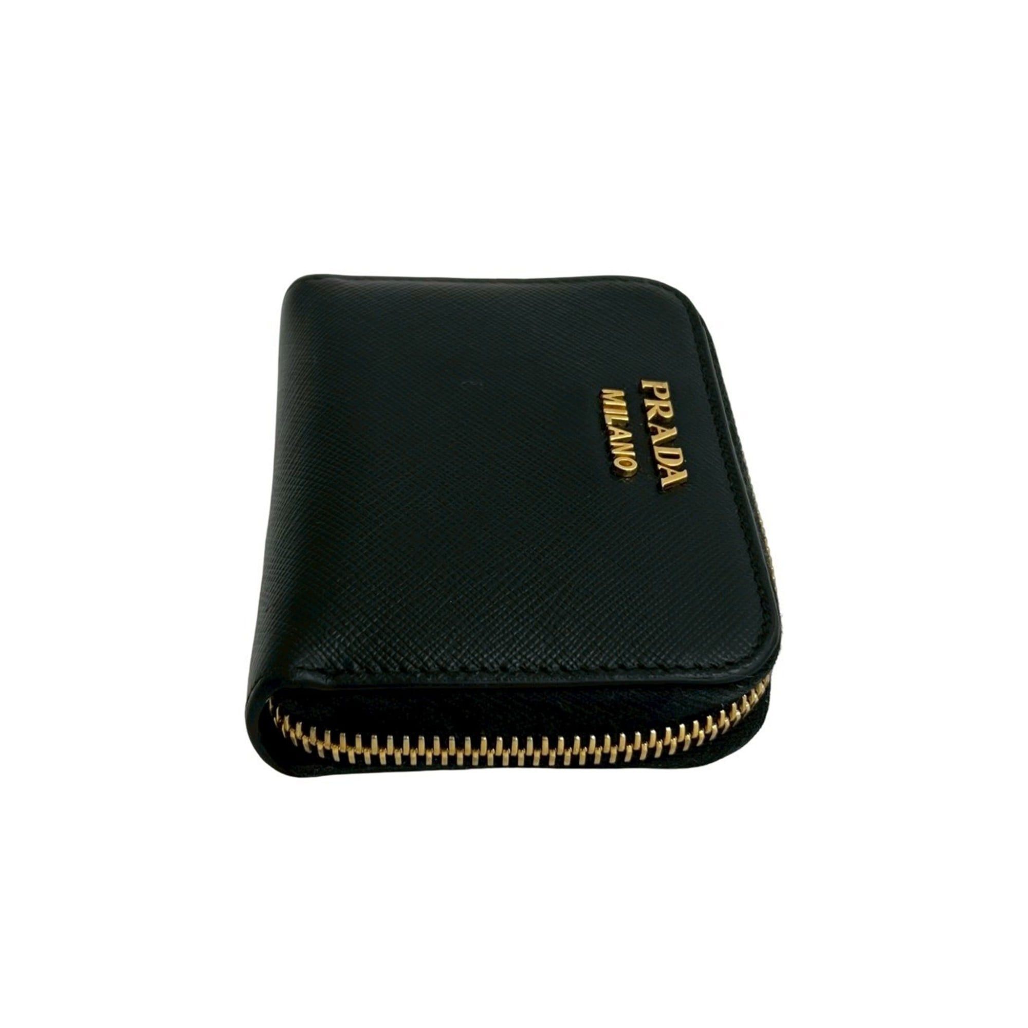 Prada PRADA Saffiano Leather Round Zip Coin Case, Wallet, Black, 36337 Size ONE SIZE - 5 Thumbnail