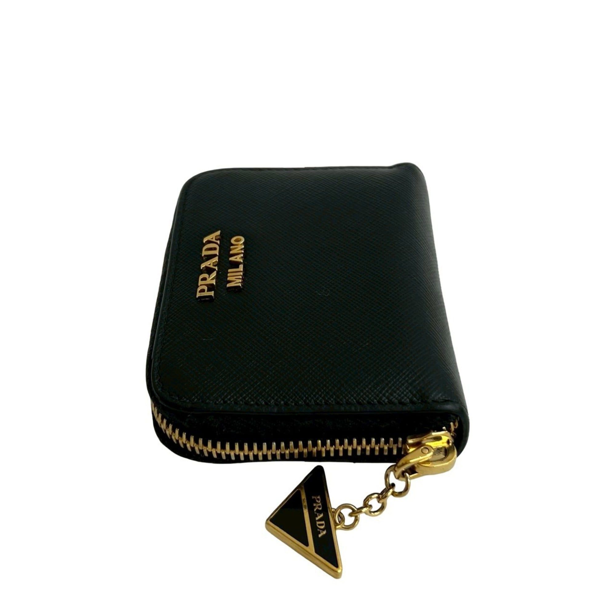 Prada PRADA Saffiano Leather Round Zip Coin Case, Wallet, Black, 36337 Size ONE SIZE - 4 Thumbnail