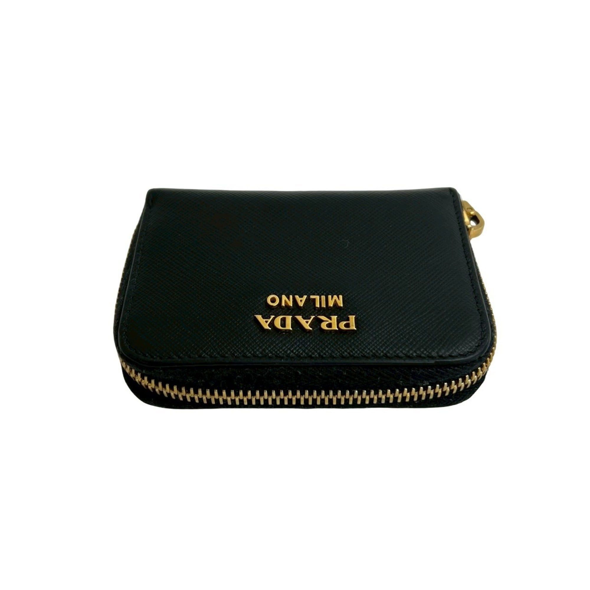 Prada PRADA Saffiano Leather Round Zip Coin Case, Wallet, Black, 36337 Size ONE SIZE - 3 Thumbnail