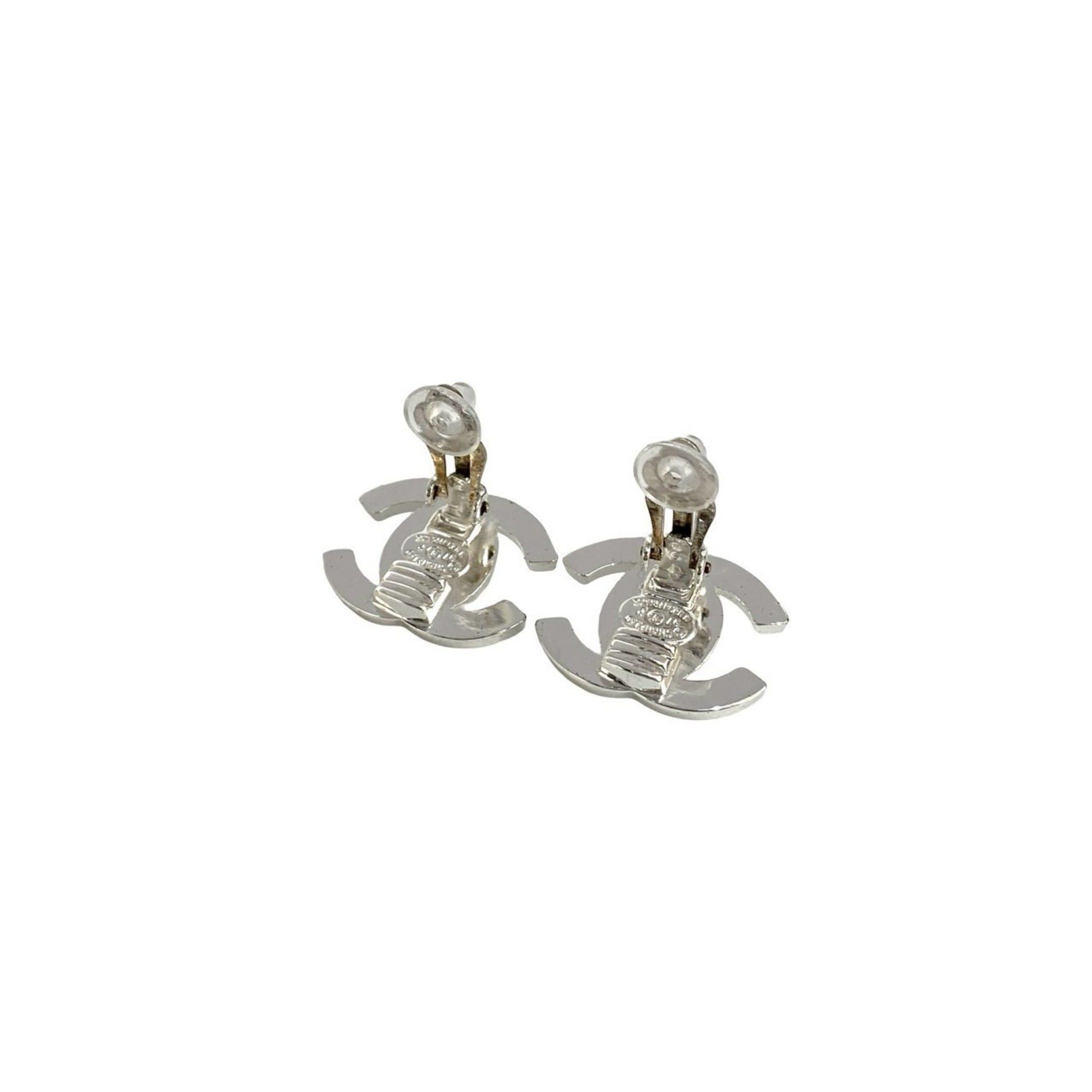 Chanel CHANEL Coco Mark Turnlock Motif Plated Earrings, Silver, 55467 Size ONE SIZE - 7 Thumbnail
