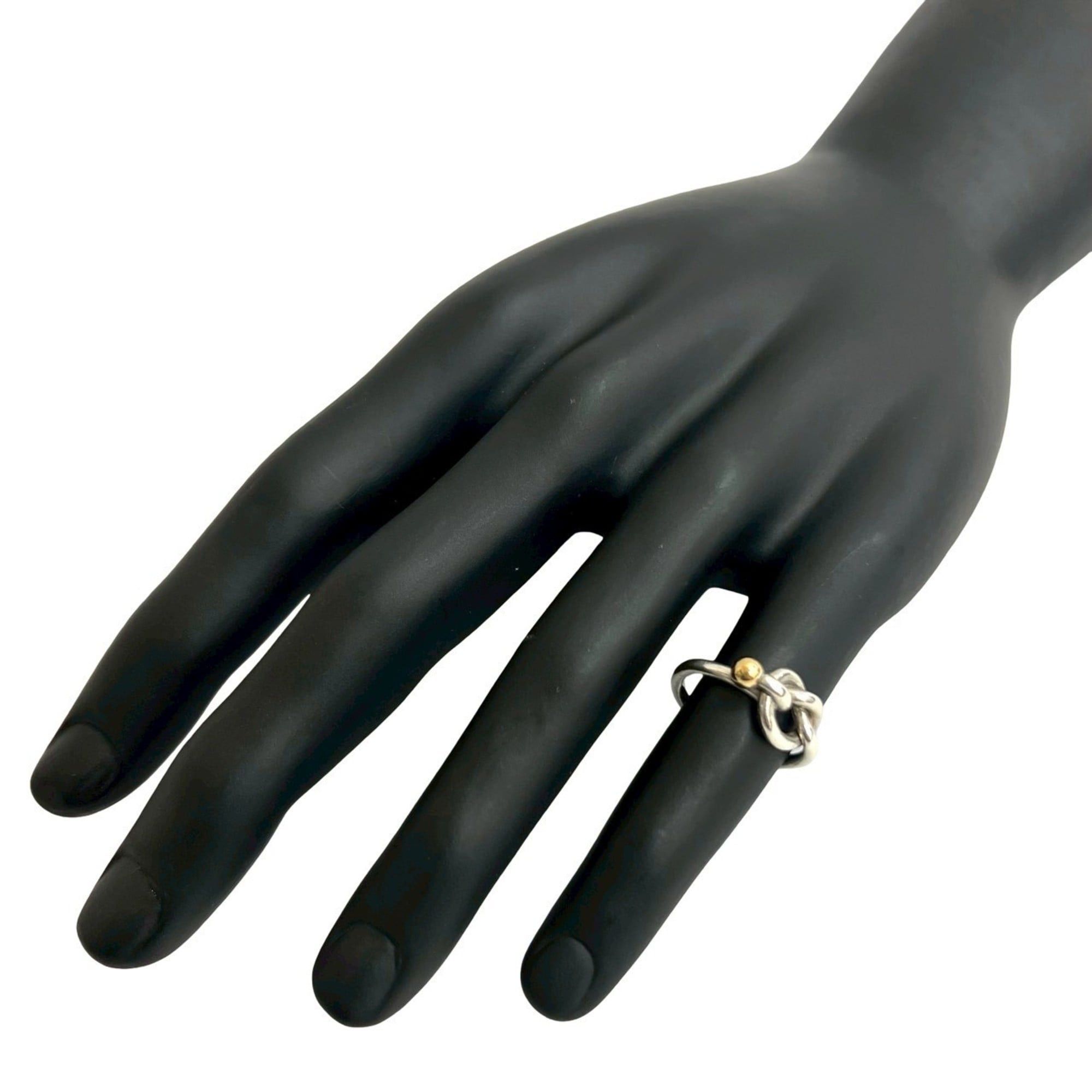 Tiffany & Co. TIFFANY&Co. Tiffany Hook & Eye Love Knot Sterling Silver 925 18K Gold Ring, Size 10, Women's, Item No. 27228 Size ONE SIZE - 2 Thumbnail