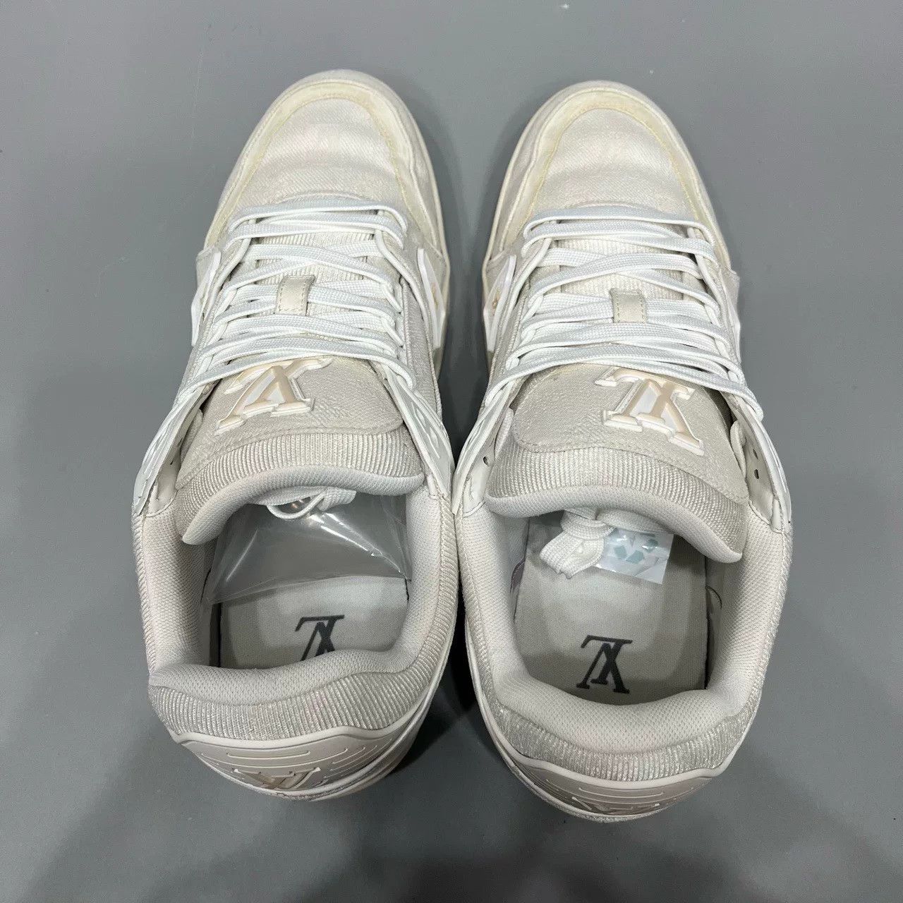 Louis Vuitton Lv-trainer White Silk Denim Sneakers Size US 10.5 / EU 43-44 - 7 Thumbnail