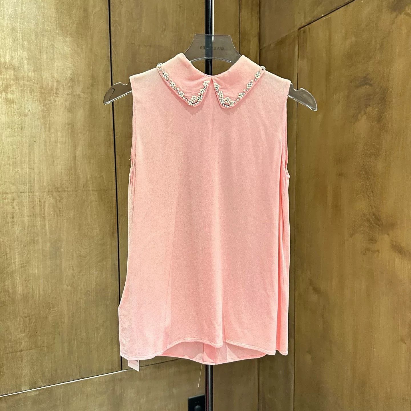 Miu Miu Miu Miu Pink Silk Sleeveless Shirt Size XS / US 0-2 / IT 36-38 - 2 Thumbnail