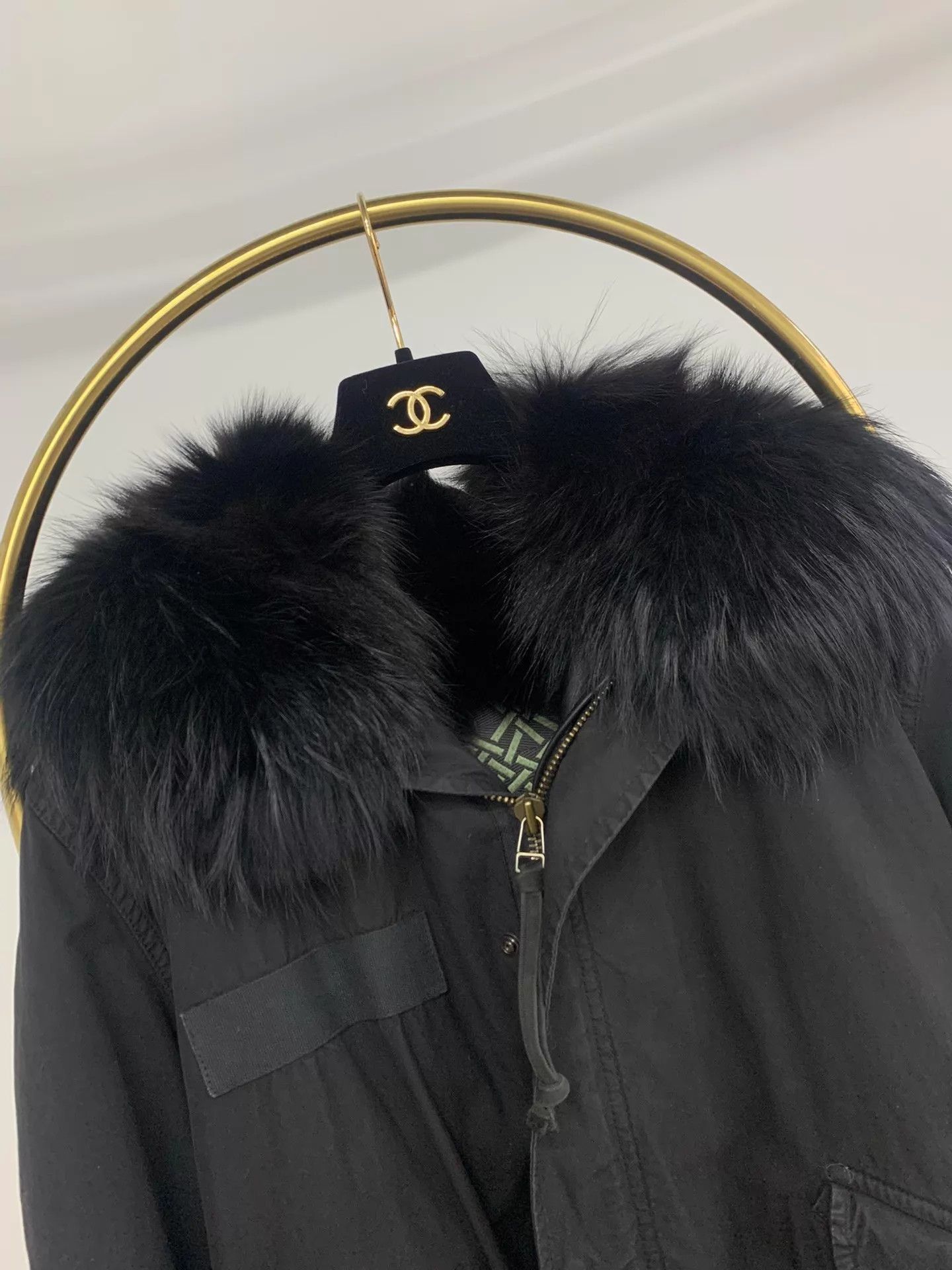 MR & MRS ITALY Black Parka with Fluffy Fur Collar Size US XS / EU 42 / 0 - 2 Thumbnail