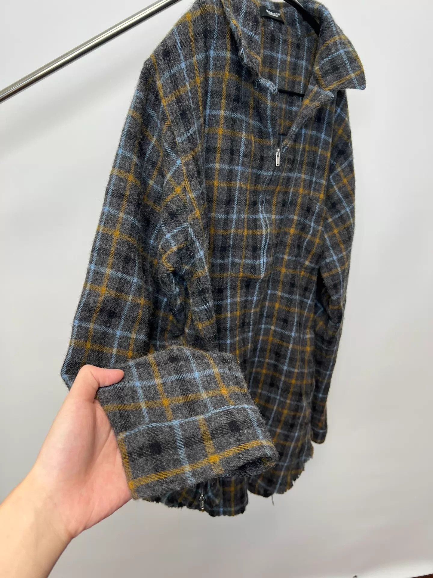Undercover Multi Plaid Long Sleeve Zip Collar Shirt Size US L / EU 52-54 / 3 - 4 Thumbnail