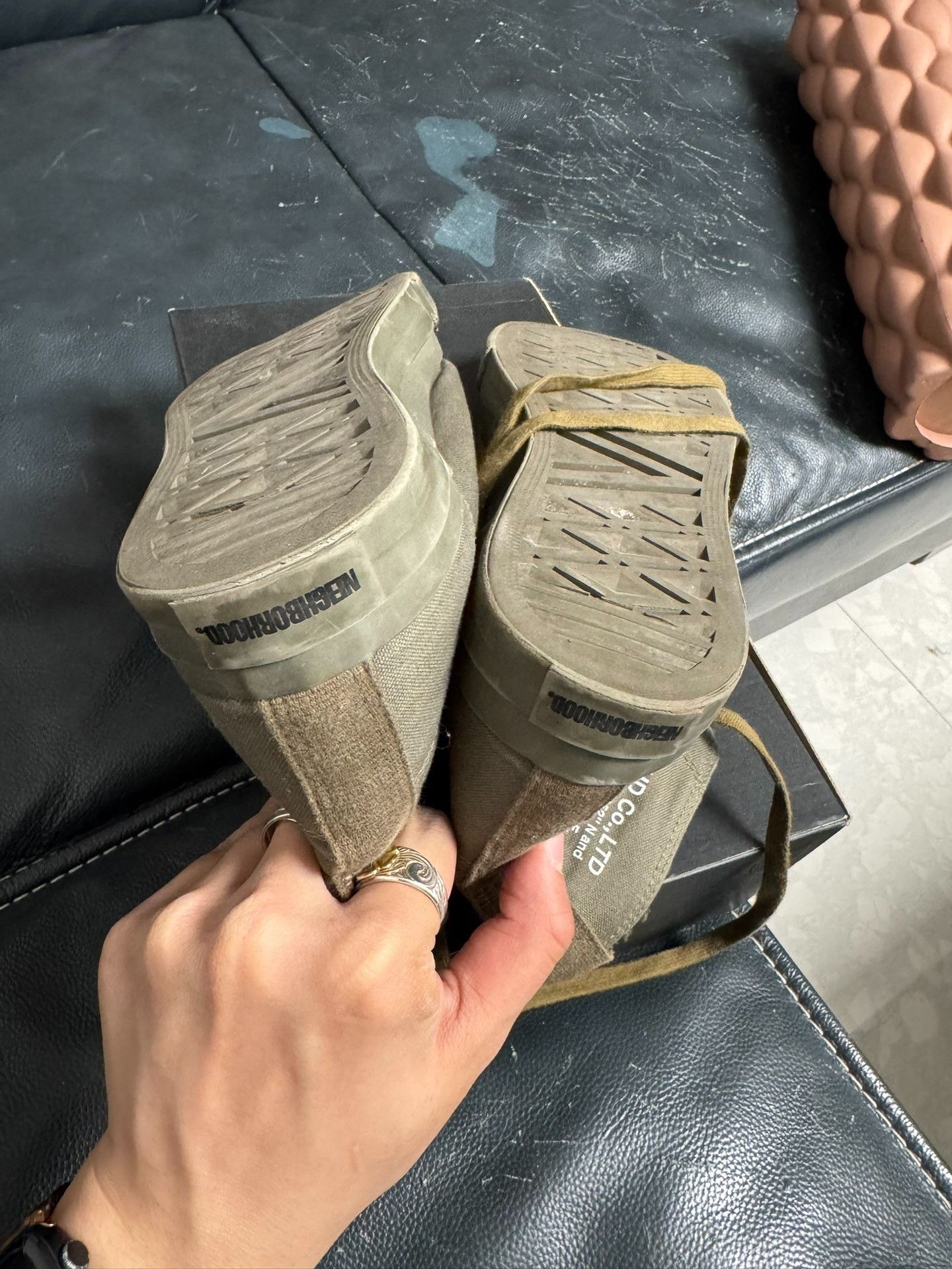 Neighborhood Neighborhood G.R-Hi Olive Drab Plush Canvas Shoes Size US 12 / EU 45 - 4 Thumbnail
