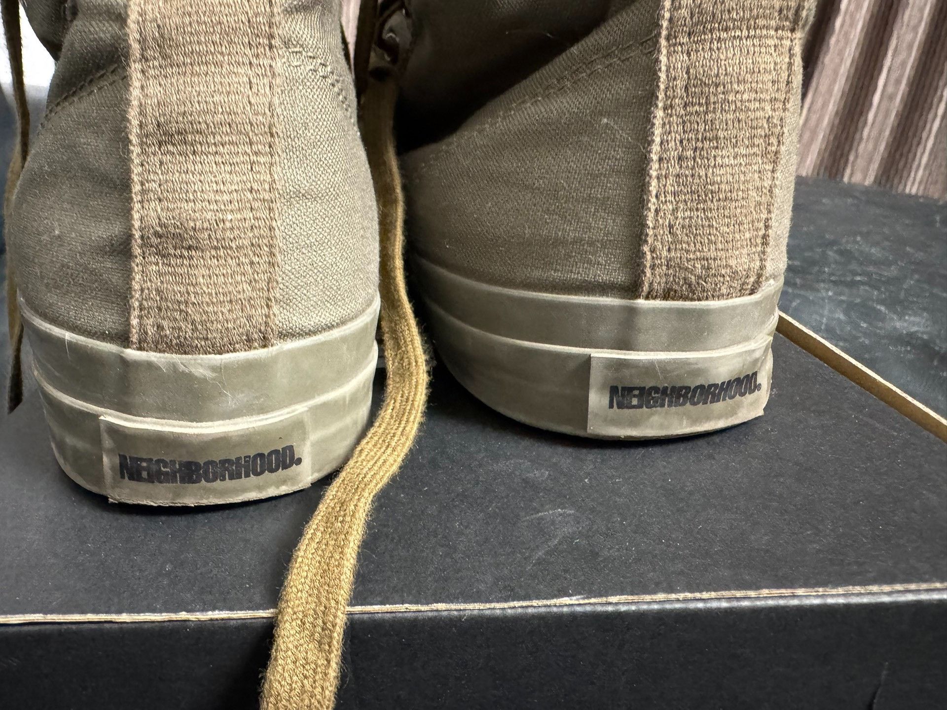 Neighborhood Neighborhood G.R-Hi Olive Drab Plush Canvas Shoes Size US 12 / EU 45 - 3 Thumbnail