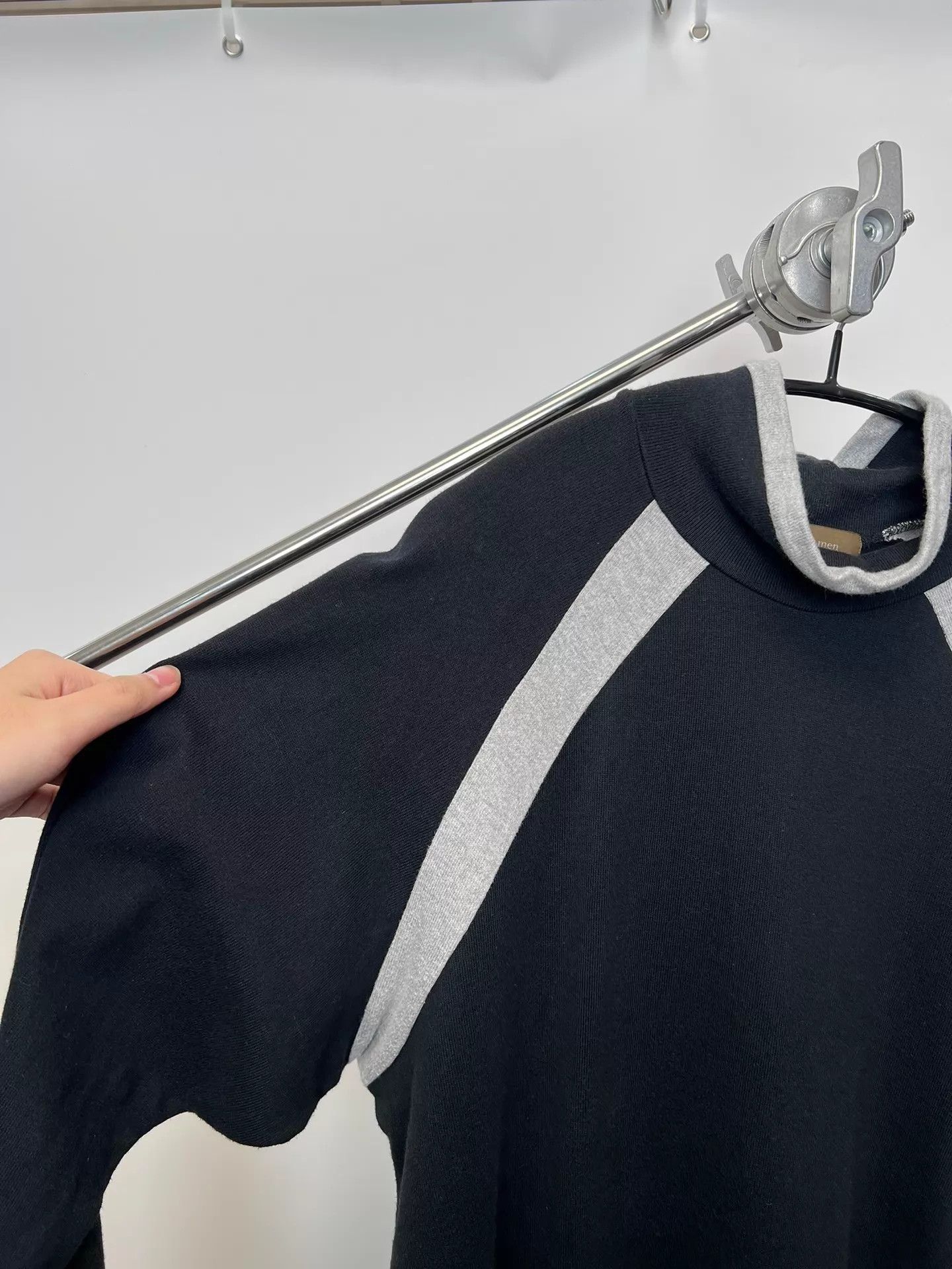 Yohji Yamamoto Black Long Sleeve High Neck Shirt with Gray Accents Size US L / EU 52-54 / 3 - 5 Thumbnail
