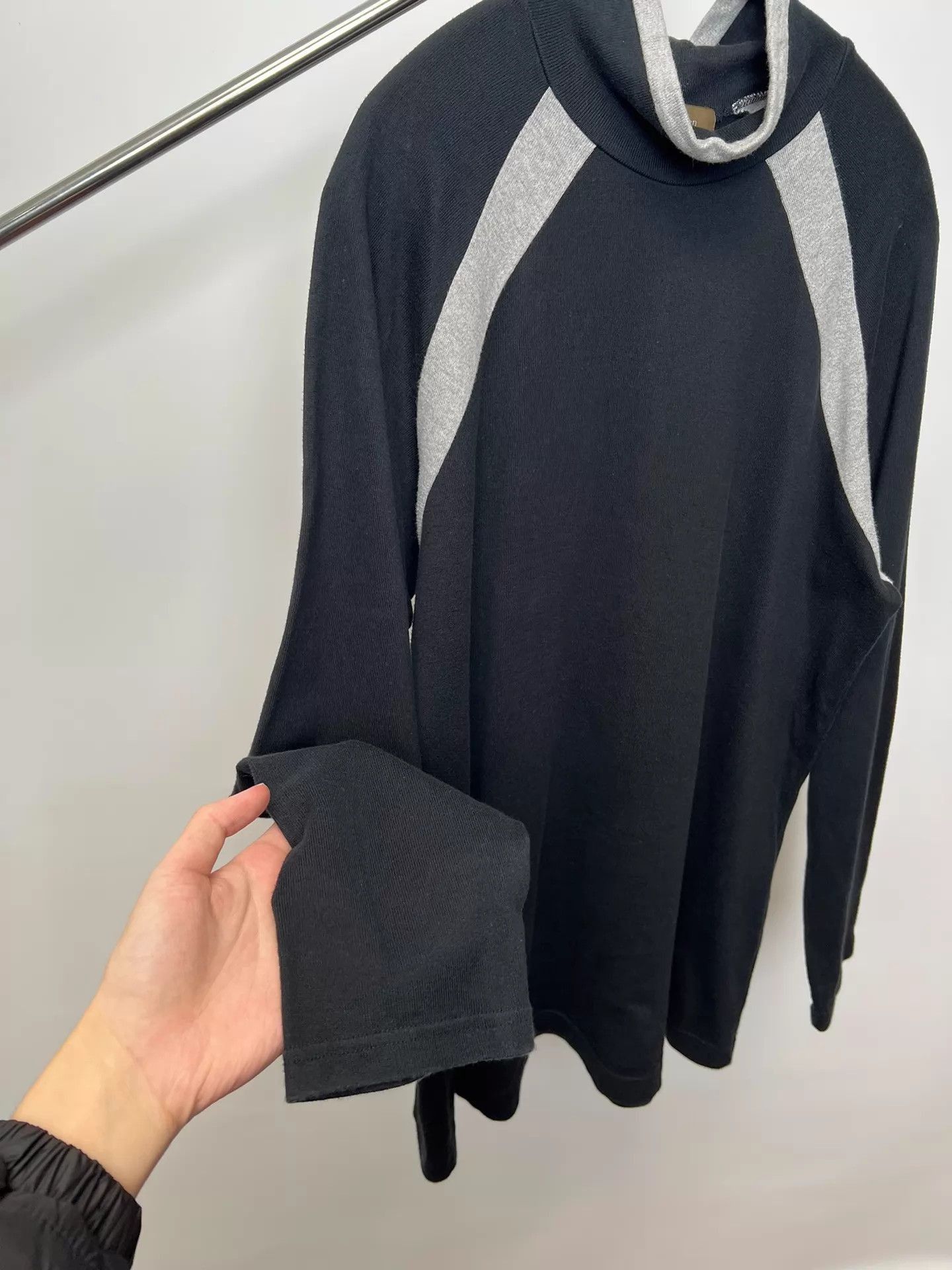 Yohji Yamamoto Black Long Sleeve High Neck Shirt with Gray Accents Size US L / EU 52-54 / 3 - 4 Thumbnail