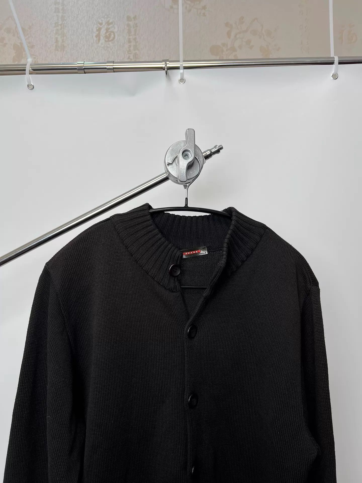 Prada Black Button-Front Knit Cardigan with Pockets Size US L / EU 52-54 / 3 - 3 Thumbnail