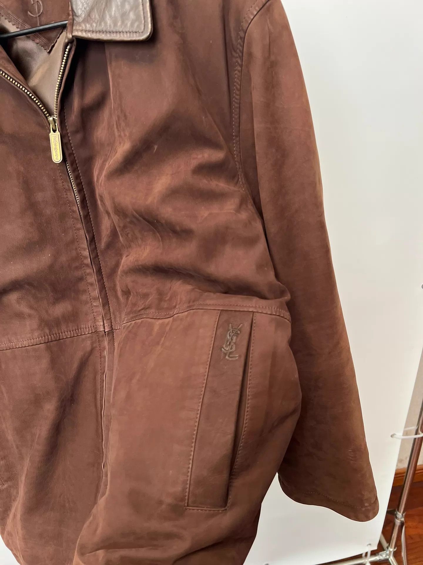 Yves Saint Laurent Brown Leather Collar Zip-Up Jacket Size L Size US L / EU 52-54 / 3 - 5 Thumbnail