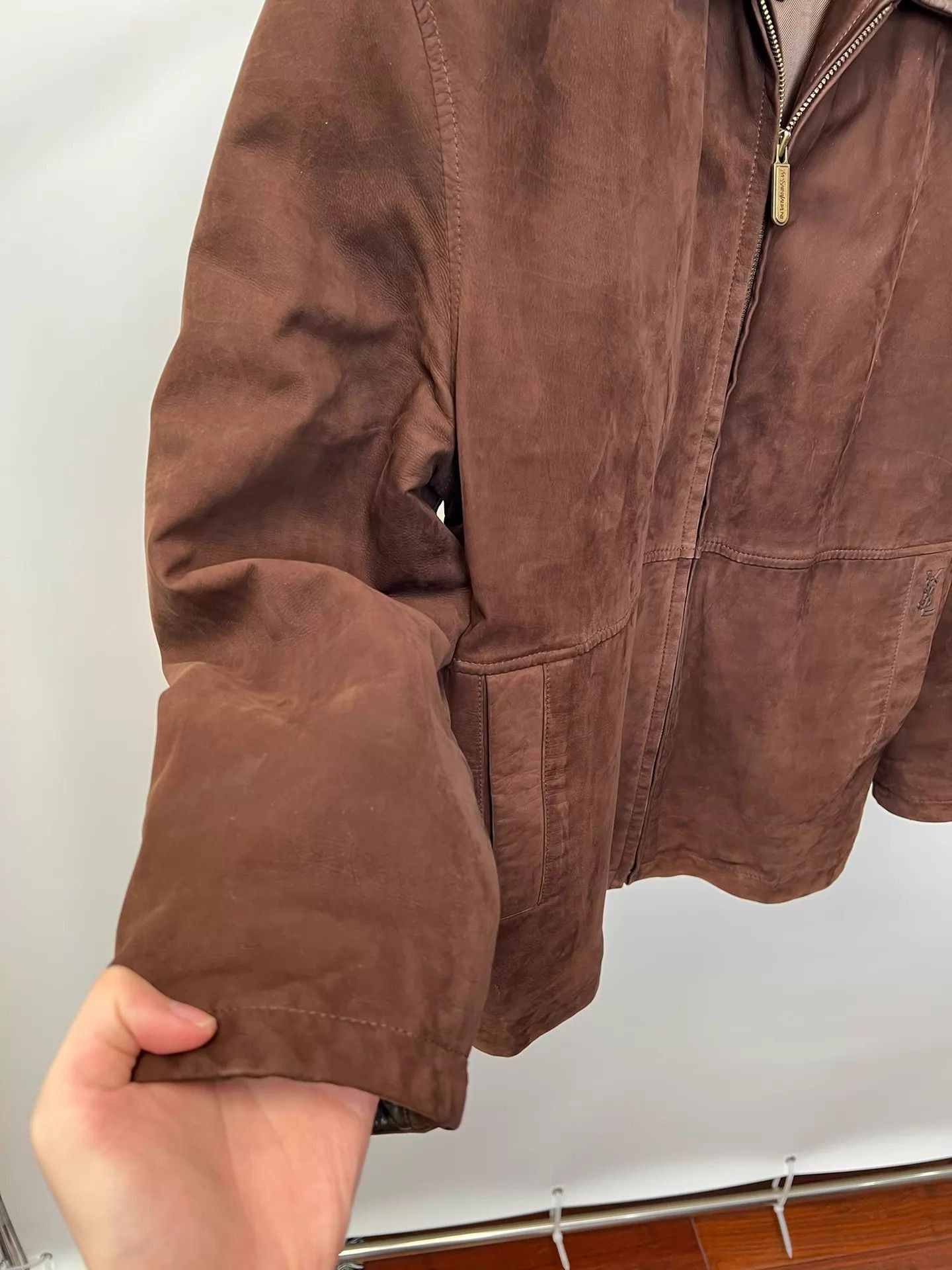 Yves Saint Laurent Brown Leather Collar Zip-Up Jacket Size L Size US L / EU 52-54 / 3 - 4 Thumbnail