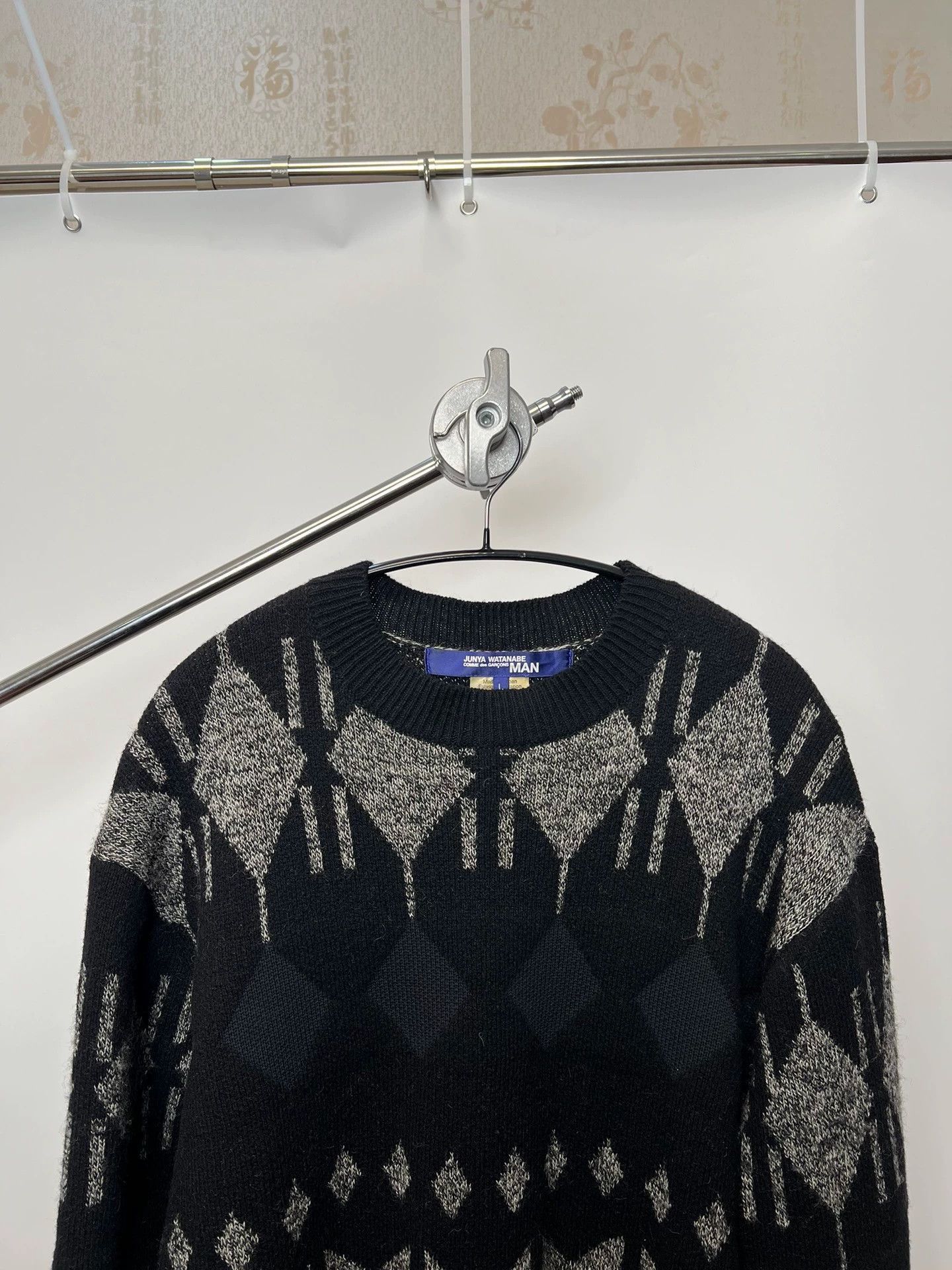 Junya Watanabe Black Geometric Pattern Knit Sweater Size US L / EU 52-54 / 3 - 3 Thumbnail