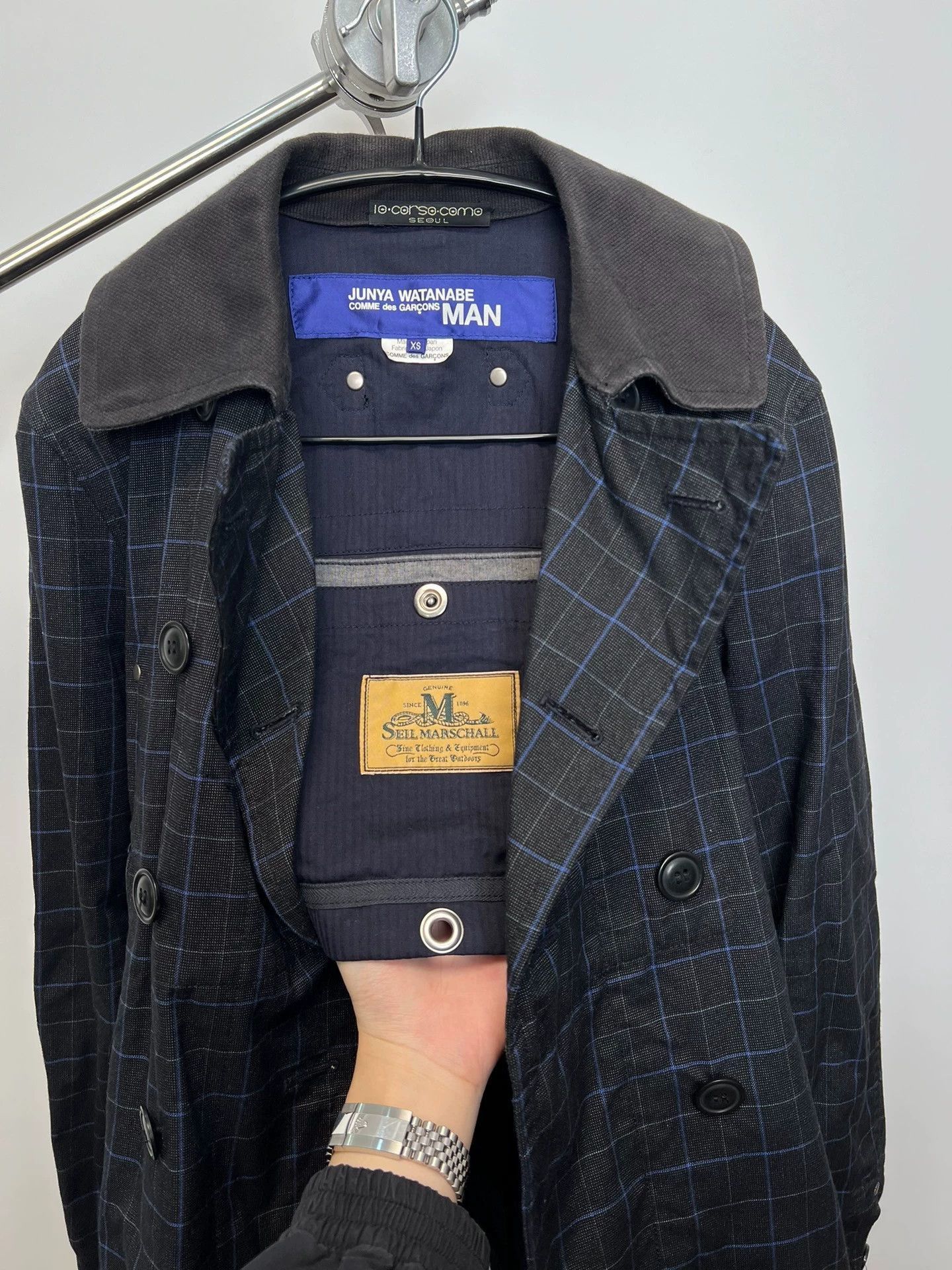 Junya Watanabe Black Checkered Double-Breasted Light Jacket XS Size US XS / EU 42 / 0 - 7 Thumbnail