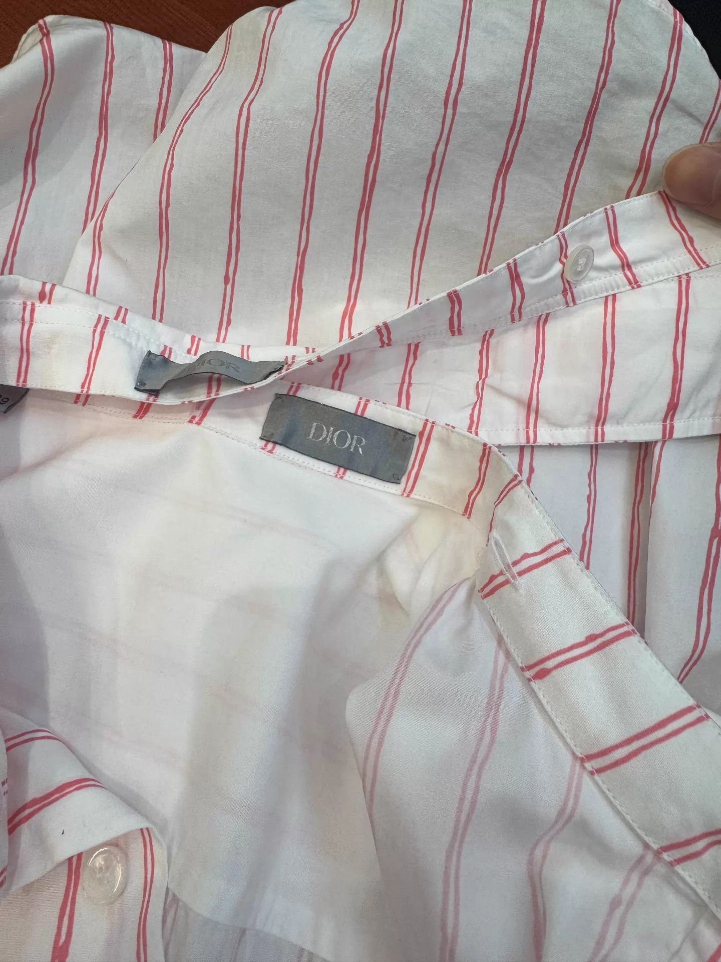 Dior Red Striped Long Sleeve Button-Up Shirt Size US M / EU 48-50 / 2 - 6 Thumbnail