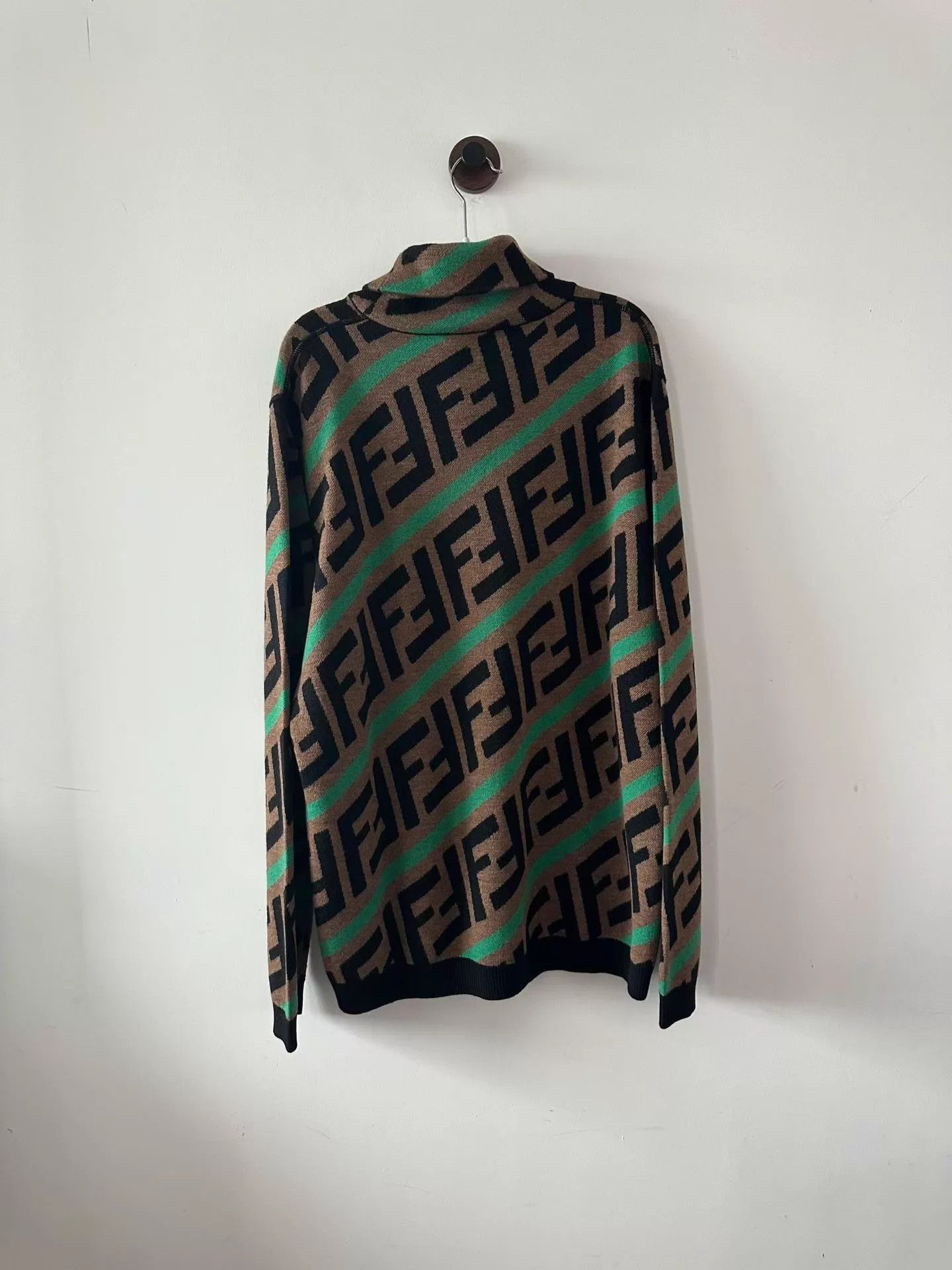 Fendi Multi-Color Patterned High Neck Long Sleeve Sweater Size US L / EU 52-54 / 3 - 2 Thumbnail