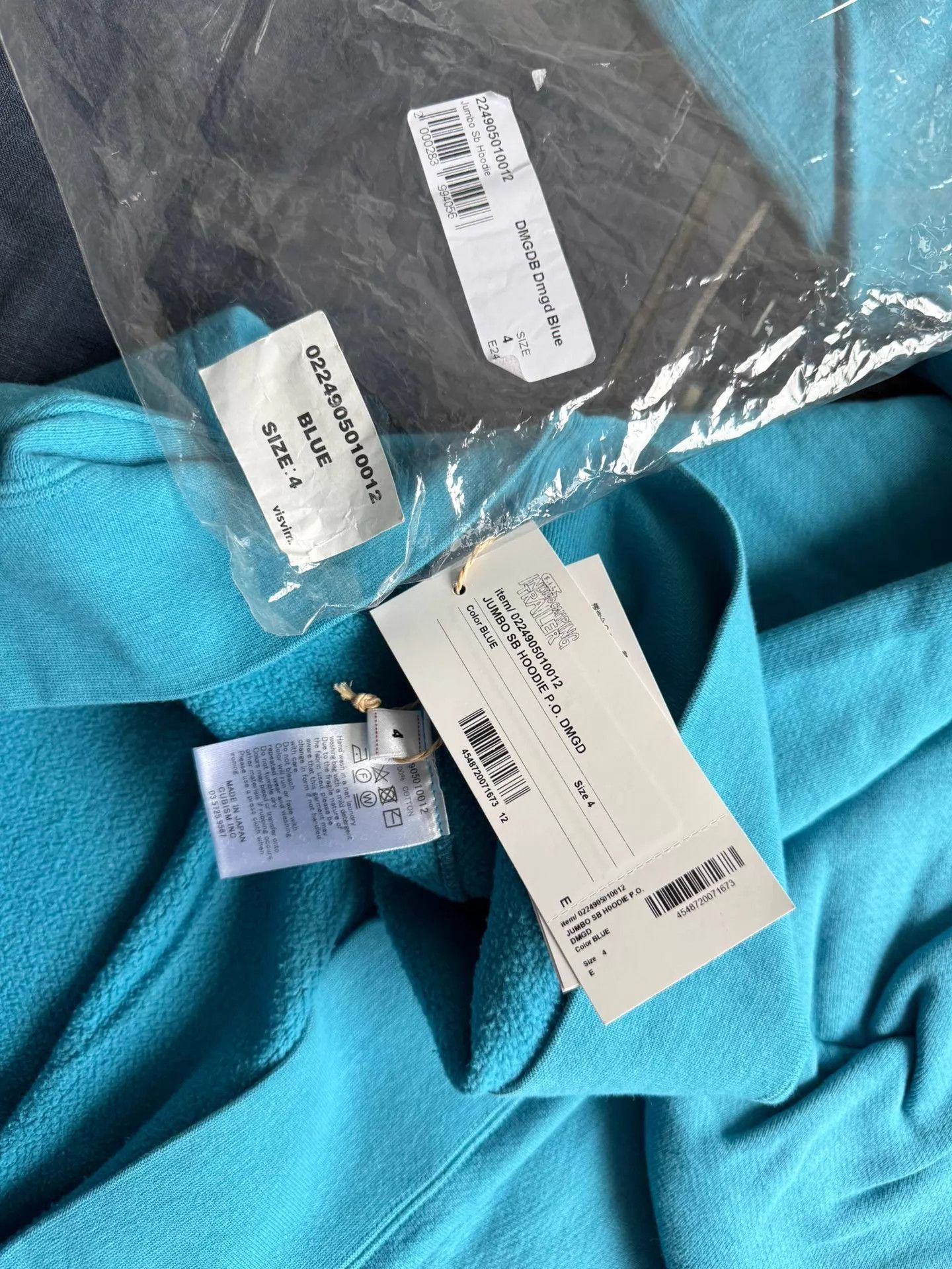 Visvim Blue Hoodie with Front Pocket and Embroidered Logo Size US XL / EU 56 / 4 - 9 Thumbnail