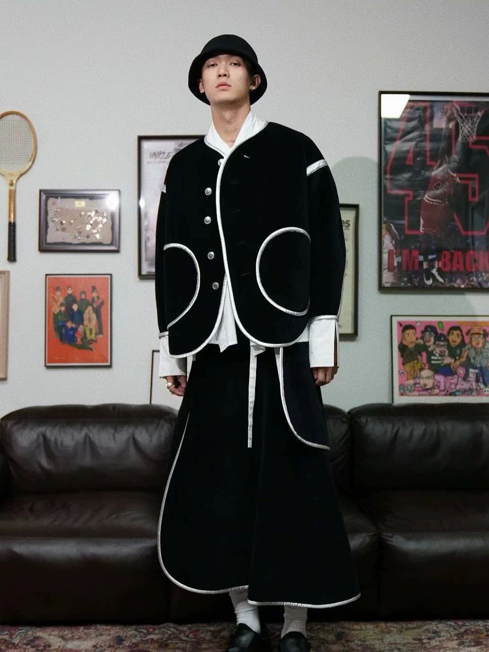 Sulvam Black Light Jacket with Silver Trim - Size L Size US L / EU 52-54 / 3 - 6 Thumbnail