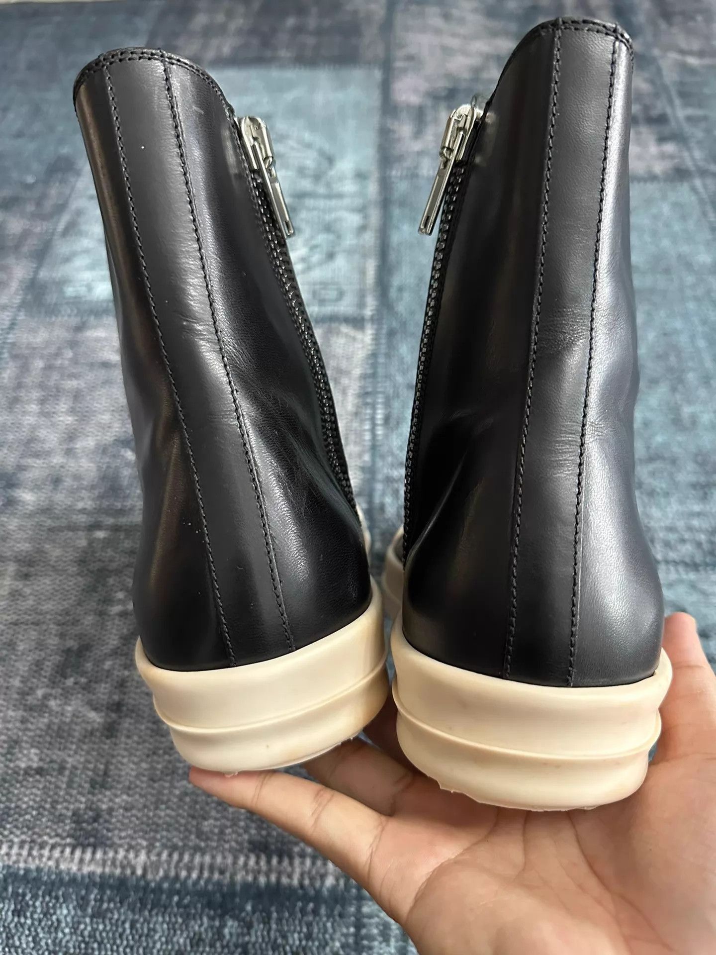 Rick Owens Black High-Top Leather Sneakers Size 9 Size US 9 / EU 42 - 5 Thumbnail