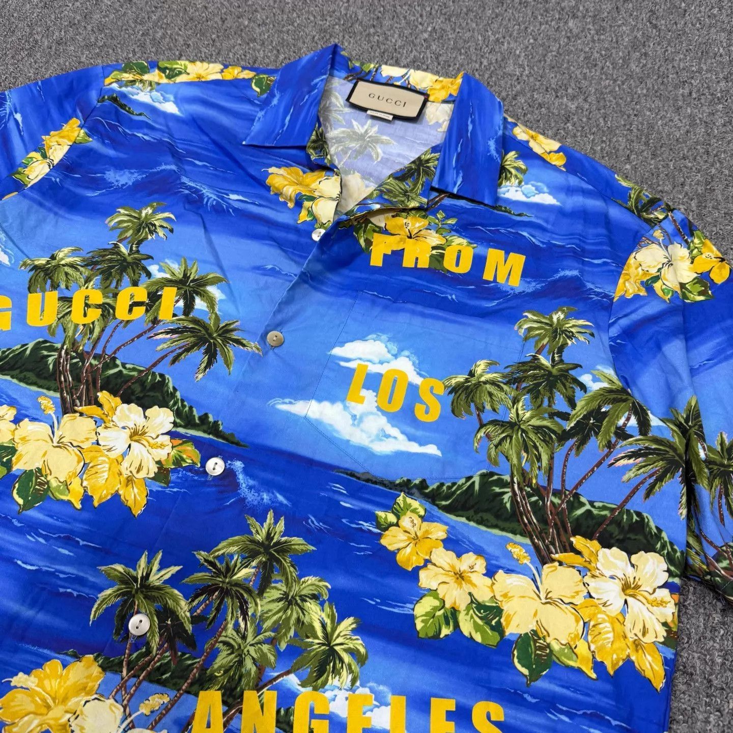 Gucci Blue Tropical Print Short Sleeve Button-Up Shirt Size US L / EU 52-54 / 3 - 3 Thumbnail