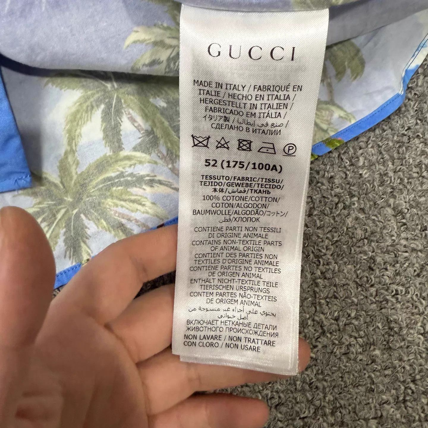 Gucci Blue Tropical Print Short Sleeve Button-Up Shirt Size US L / EU 52-54 / 3 - 4 Thumbnail