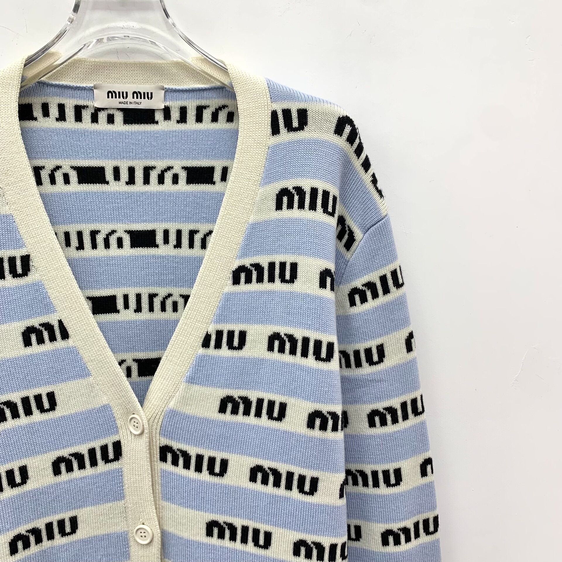 Miu Miu Miu Miu Retro Striped Blue Sweater L Women Size L / US 10 / IT 46 - 3 Thumbnail