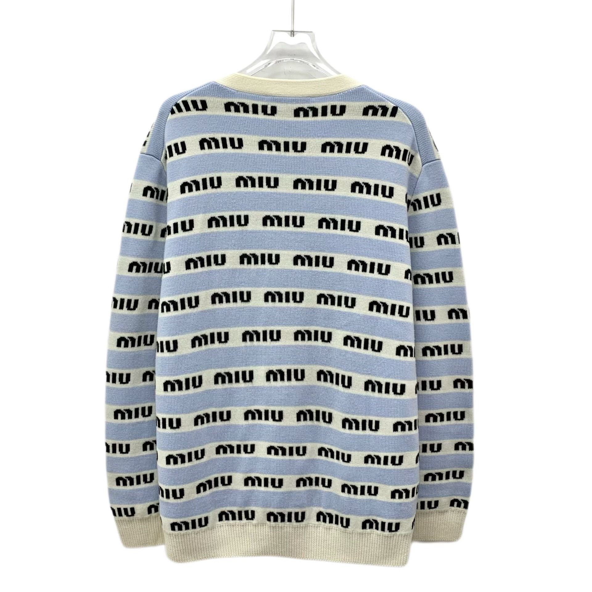 Miu Miu Miu Miu Retro Striped Blue Sweater L Women Size L / US 10 / IT 46 - 2 Thumbnail