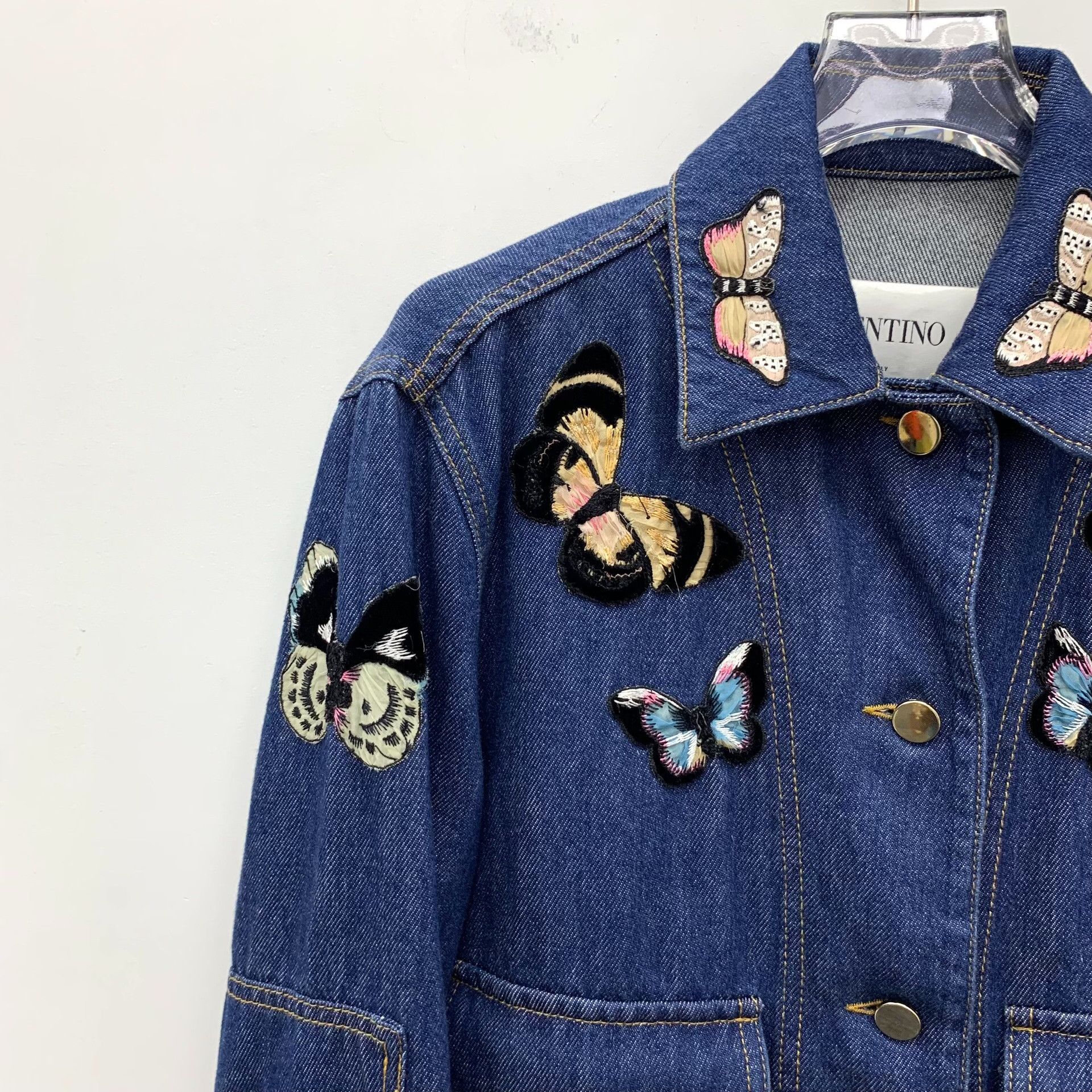 Valentino Valentino Embroidered Cotton Blue Jacket L Women Size L / US 10 / IT 46 - 3 Thumbnail