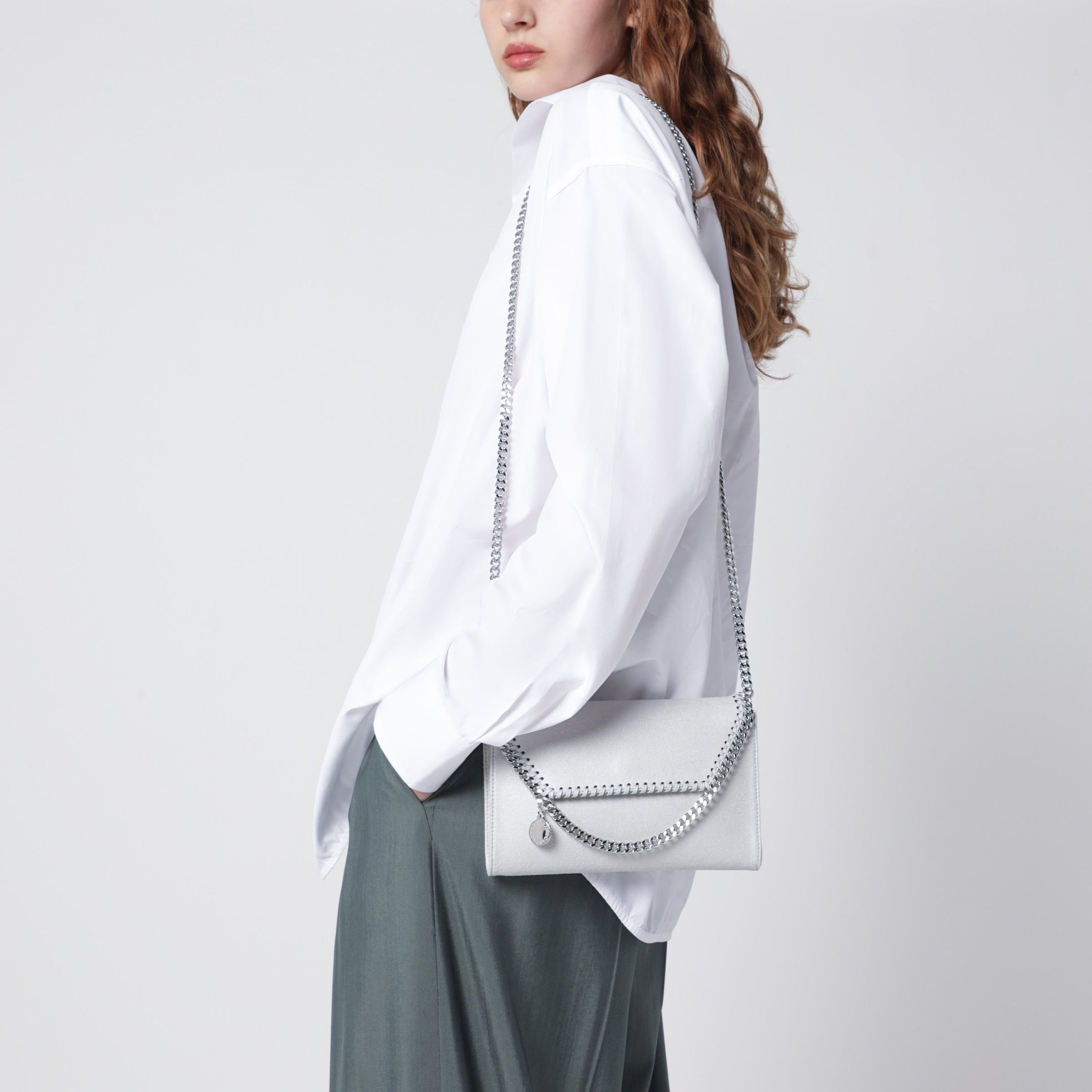 Stella McCartney Stella Mccartney Pearl Grey Falabella Shoulder Wallet Bag Size ONE SIZE - 2 Thumbnail