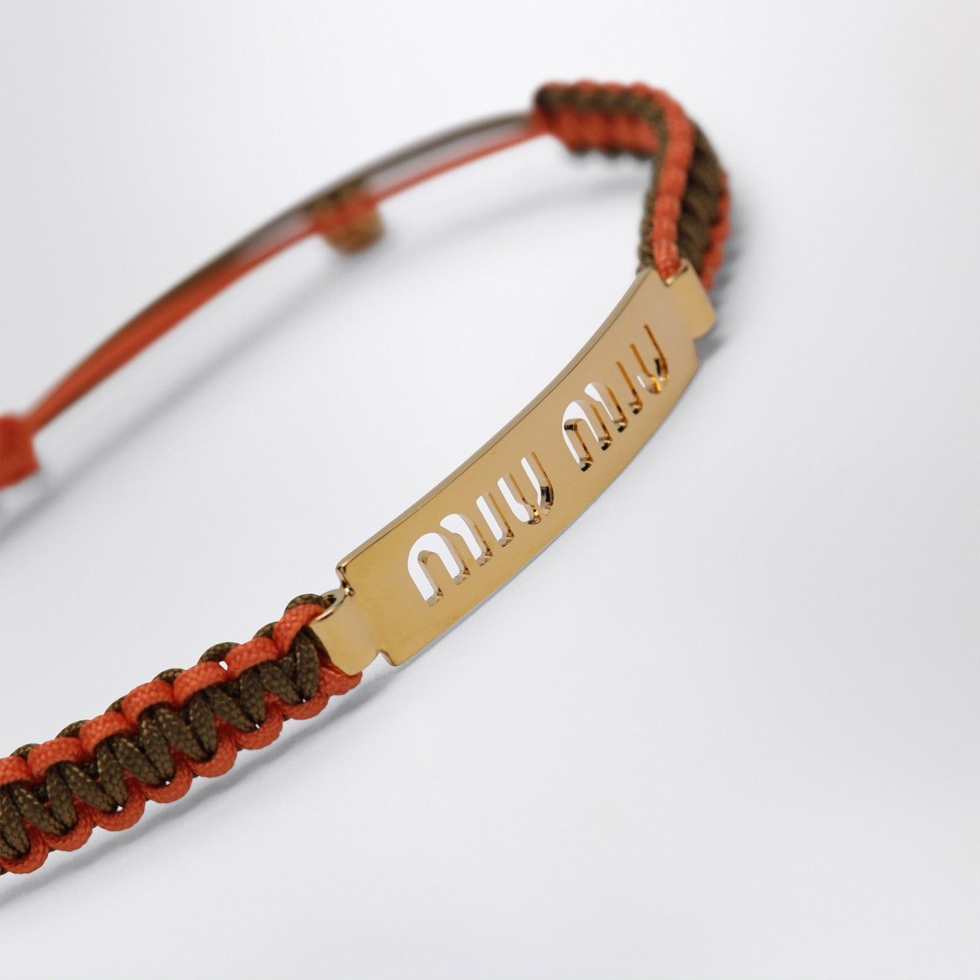 Miu Miu Miu Miu Olive Green/Orange Braided Cord Bracelet Size ONE SIZE - 2 Thumbnail