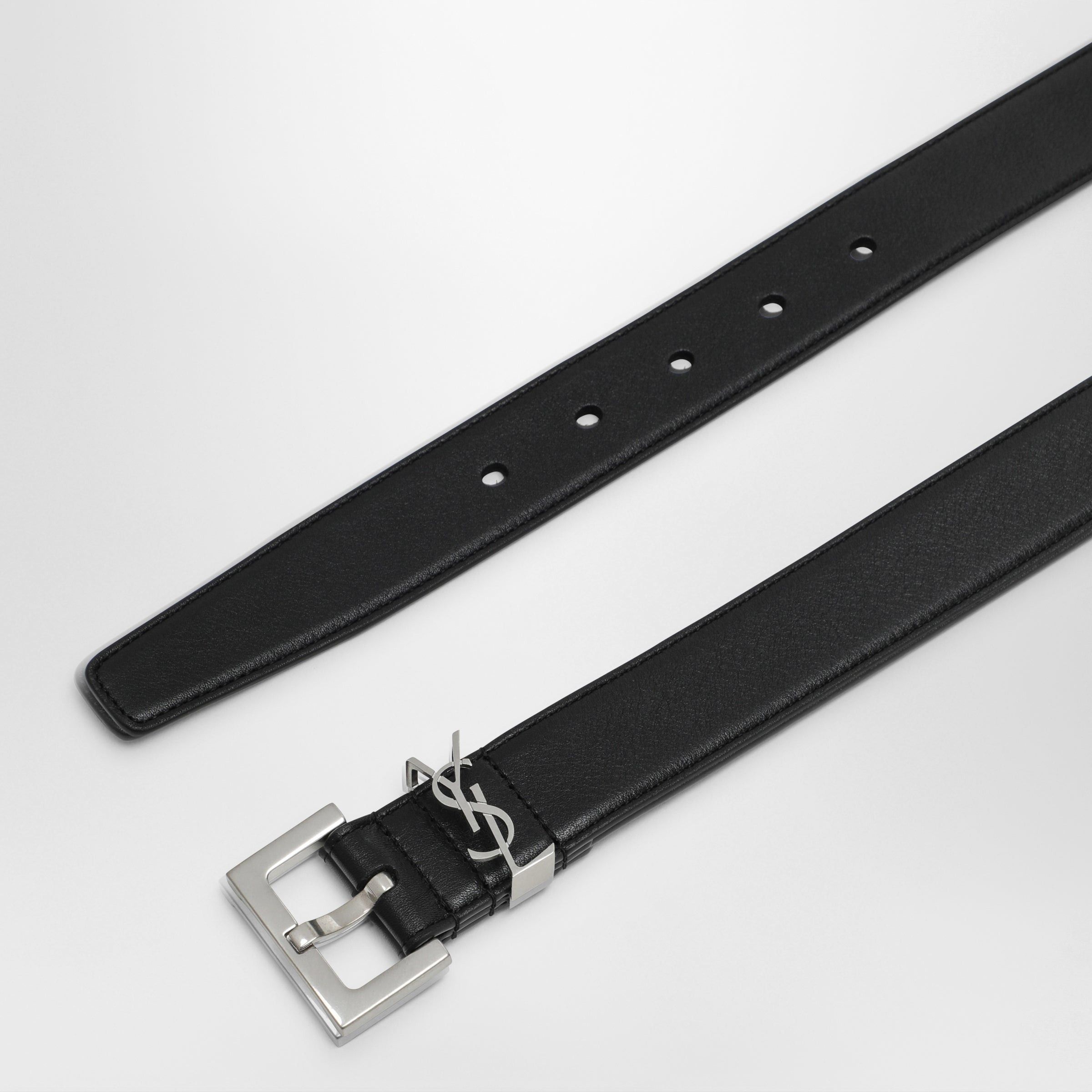 Saint Laurent Paris Saint Laurent Cassandre Black Smooth Leather Belt Size ONE SIZE - 2 Thumbnail