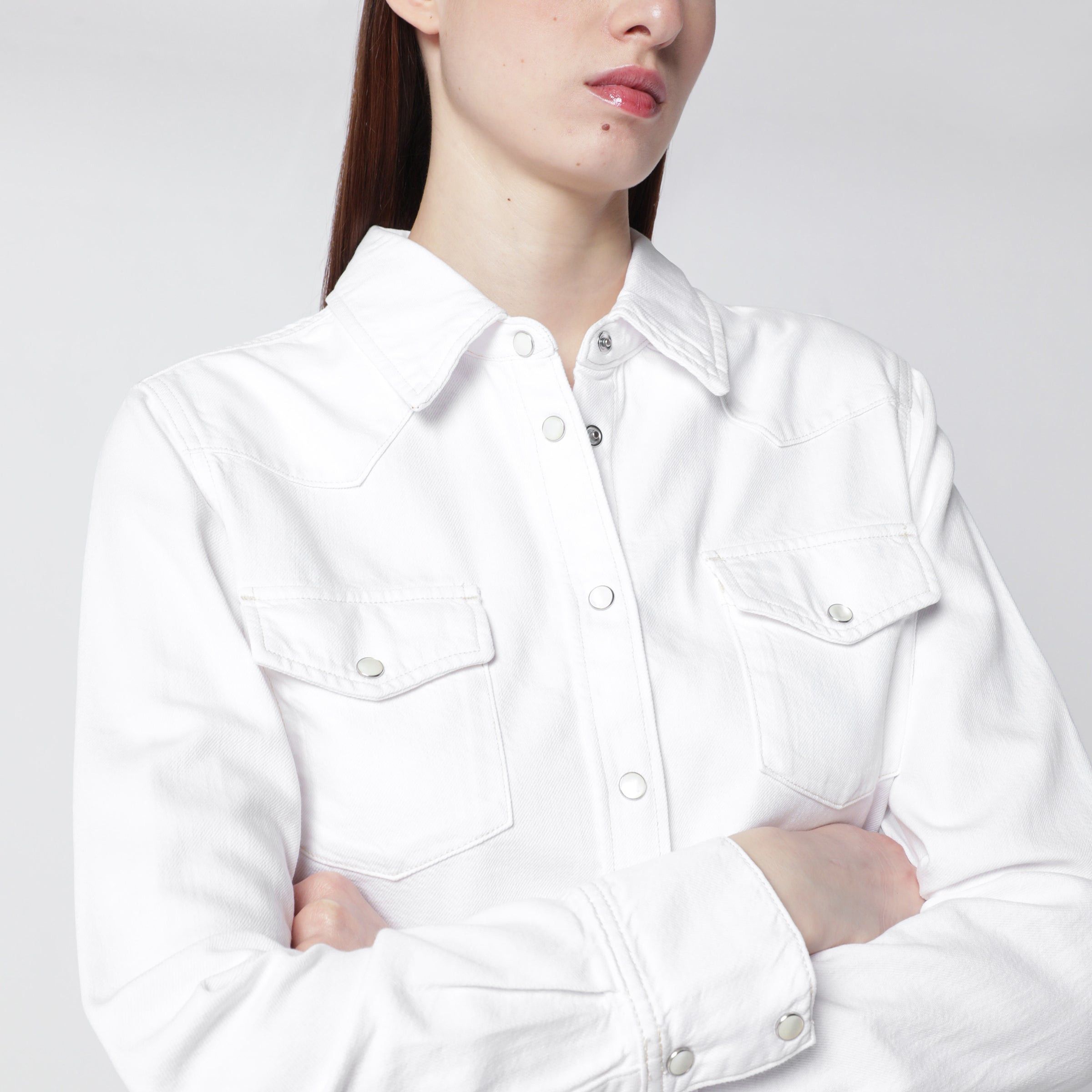 Frame Frame White Rigid Denim Shirt Size L / US 10 / IT 46 - 2 Thumbnail