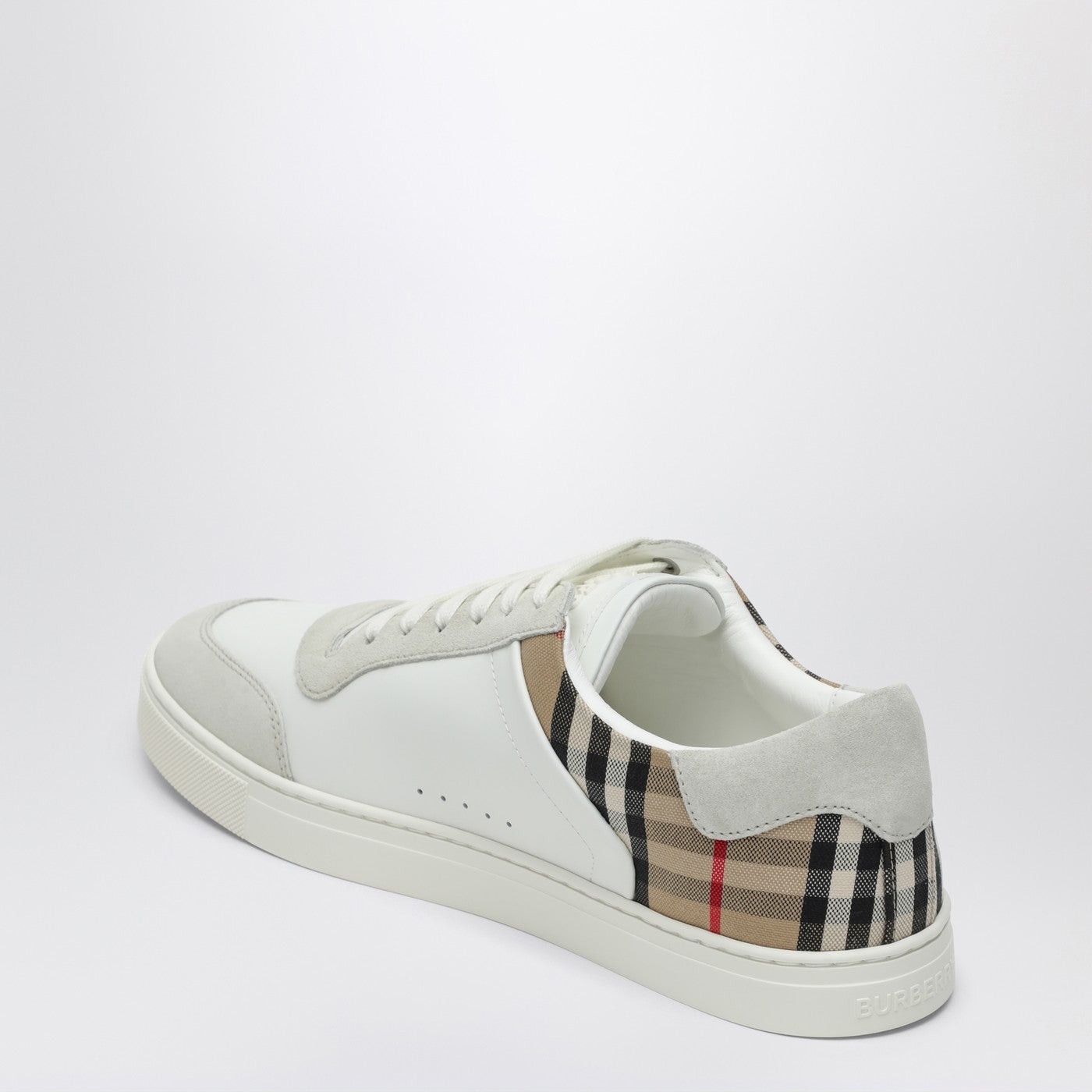 Burberry Burberry White And Check Leather Sneakers Size US 10 / EU 43 - 2 Thumbnail