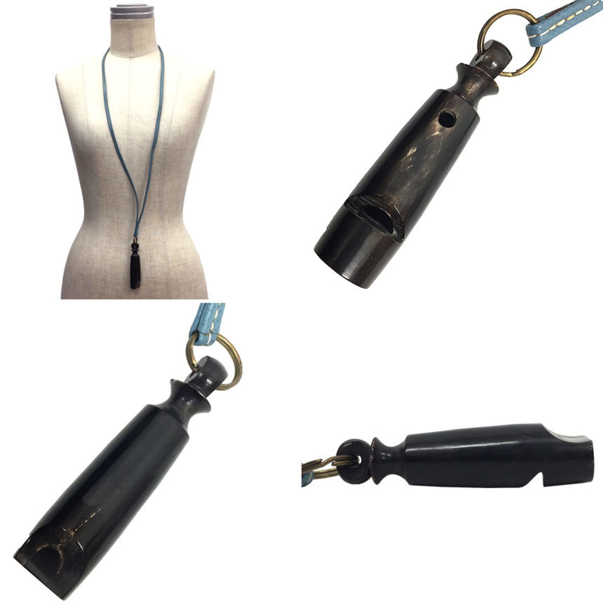Hermes Hermes Siffler Ultrasonic Whistle, Dog Necklace Pendant, Blue Jean x Wood Size ONE SIZE - 2 Thumbnail