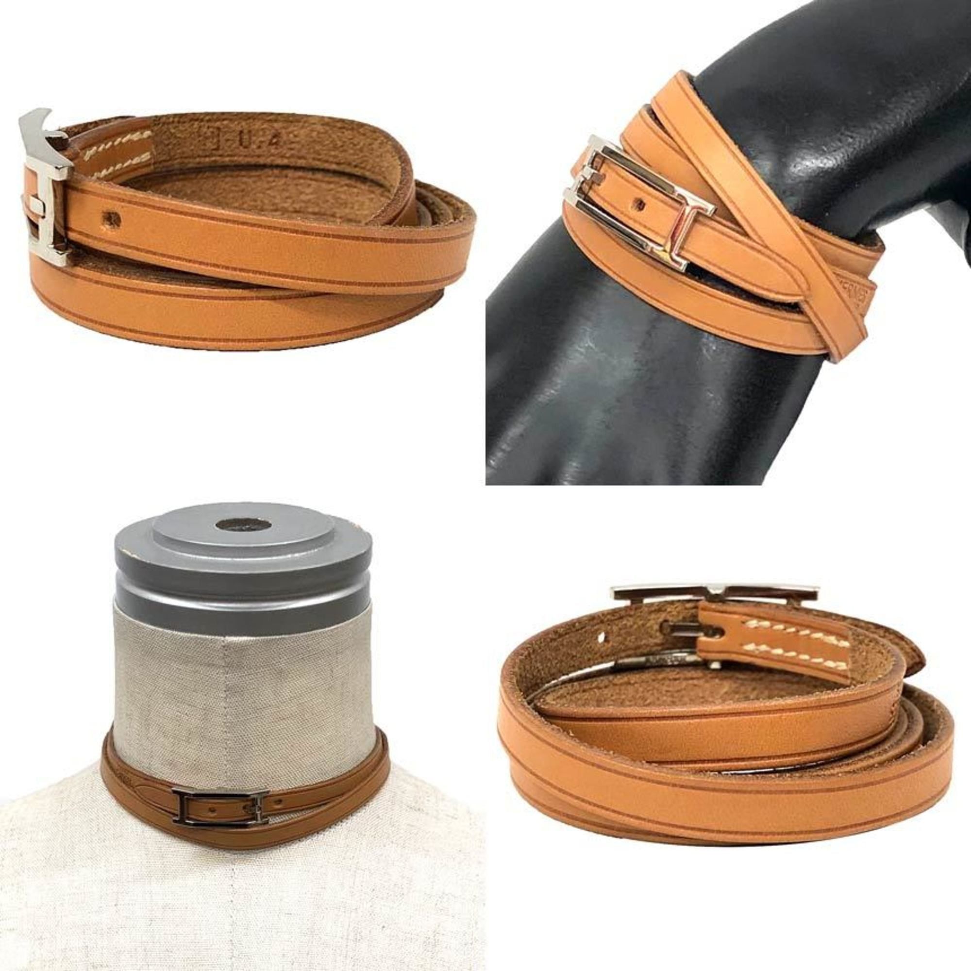 Hermes Hermes Api3 Leather Bracelet, Triple Strand Choker Necklace, Camel Brown, Unisex, Men's & Women's Bracelet Size ONE SIZE - 2 Thumbnail