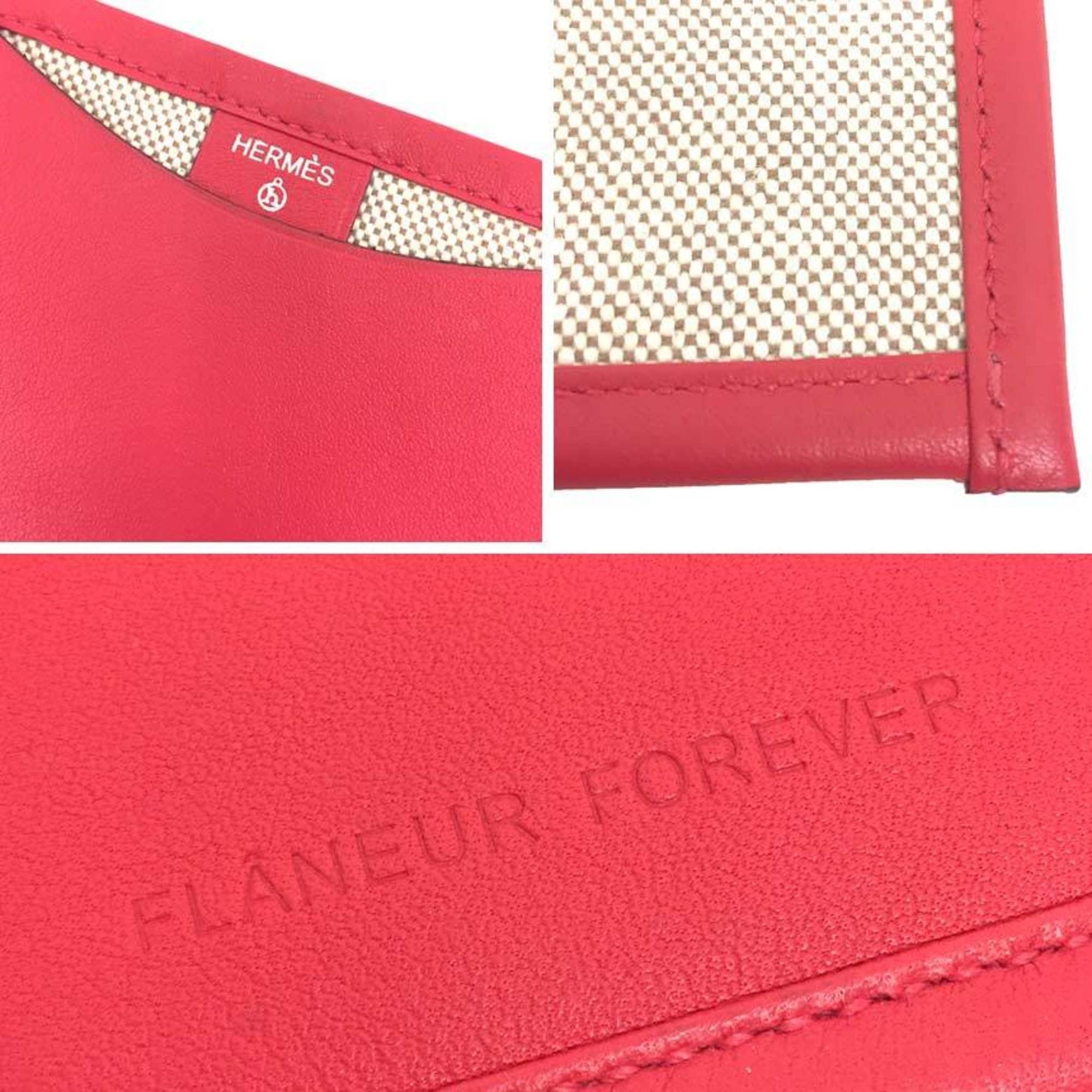 Hermes Hermes Petit H Pouch, Flat Pass Case, Multi-case, Card Leather, Swift Canvas, Toile H, Framboise, Flaneur Forever Size ONE SIZE - 3 Thumbnail