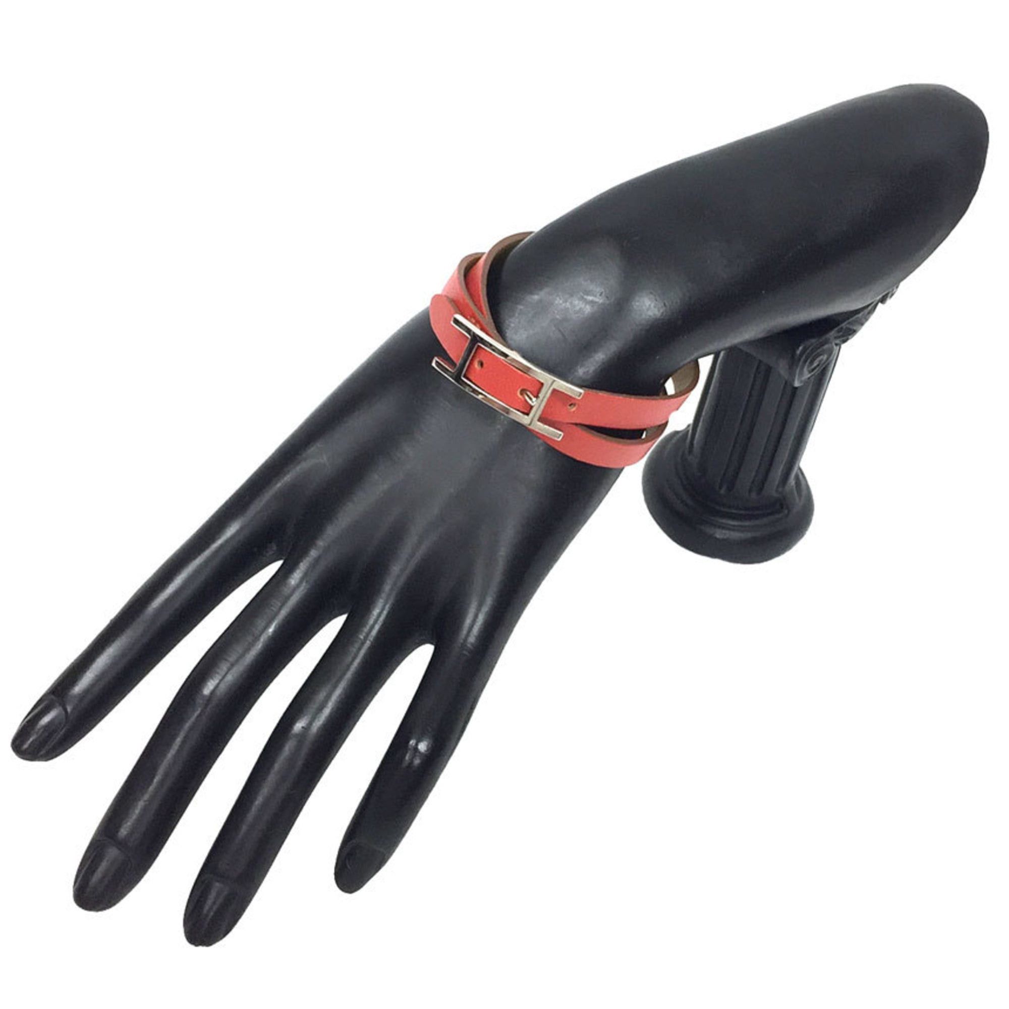 Hermes Hermes Behapi Double Tour leather bracelet, size S, rouge orange x mustard, women's. Size ONE SIZE - 2 Thumbnail