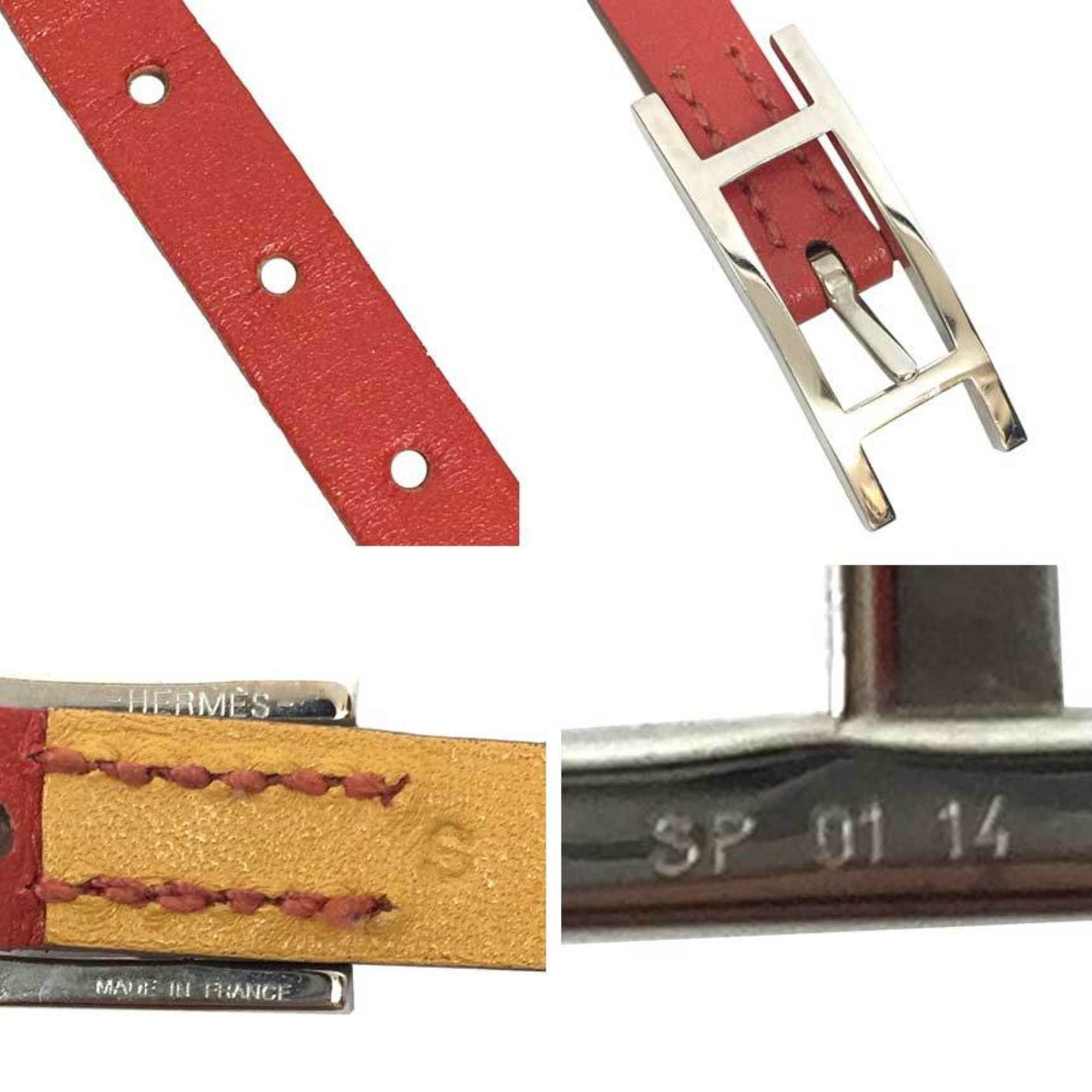 Hermes Hermes Behapi Double Tour leather bracelet, size S, rouge orange x mustard, women's. Size ONE SIZE - 3 Thumbnail