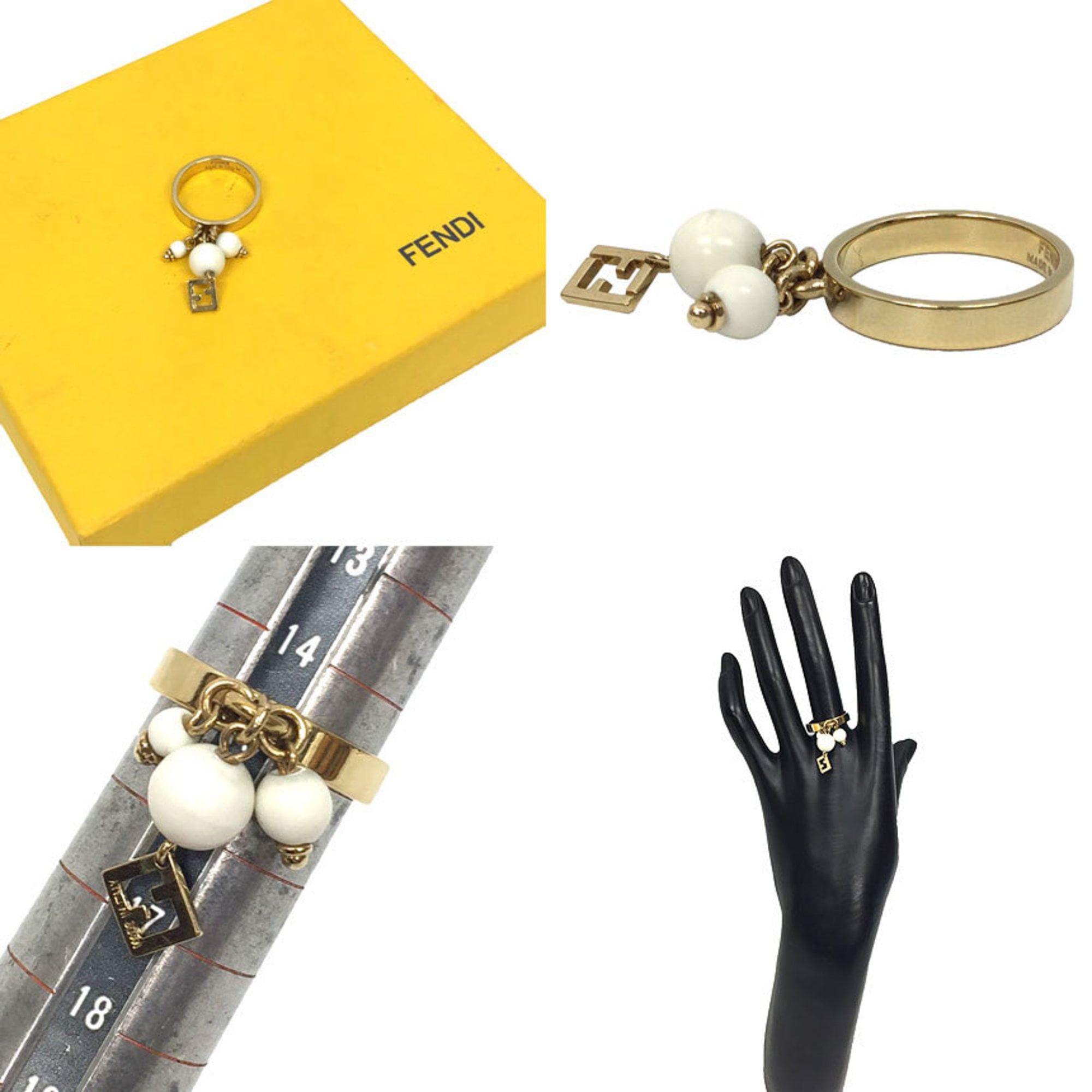 Fendi Fendi ring, model number 8AJ858, size M (approximately US 15), FF beaded ring. Size ONE SIZE - 2 Thumbnail