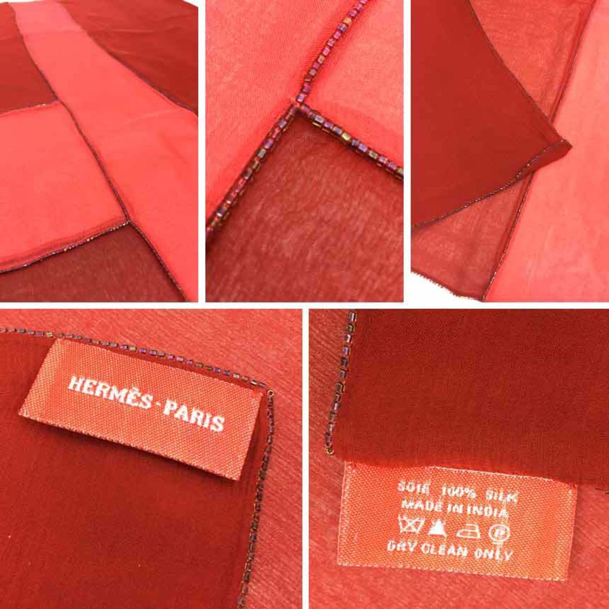 Hermes HERMES scarf/muffler, Carre 90, muslin, H, stole, silk, beads, embroidery. Size ONE SIZE - 4 Thumbnail