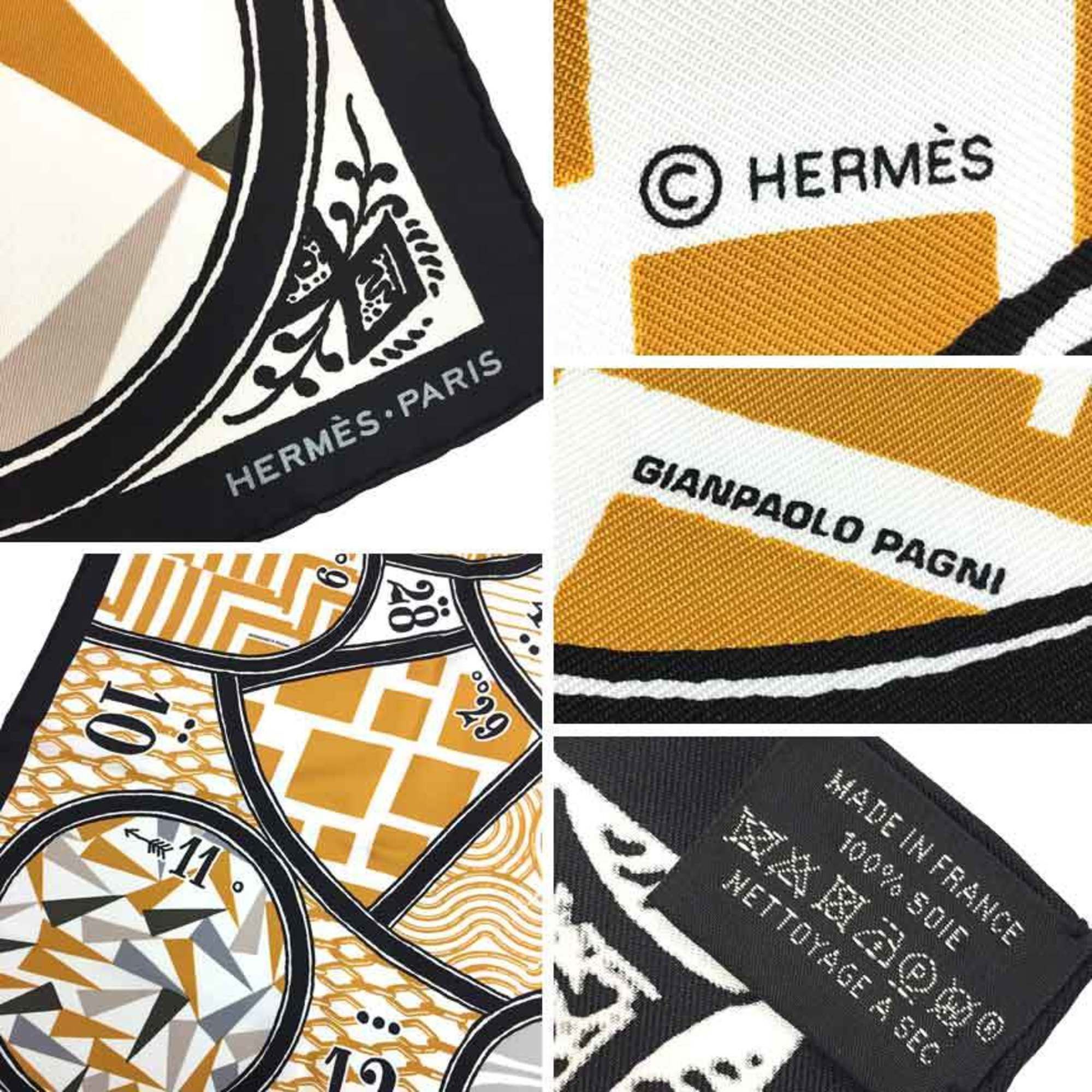 Hermes HERMES Carre 90 Scarf/Muffler, JEU DE SOIE (Silk Game), 2018 Collection, 100% Silk, Black x White Camel Size ONE SIZE - 2 Thumbnail