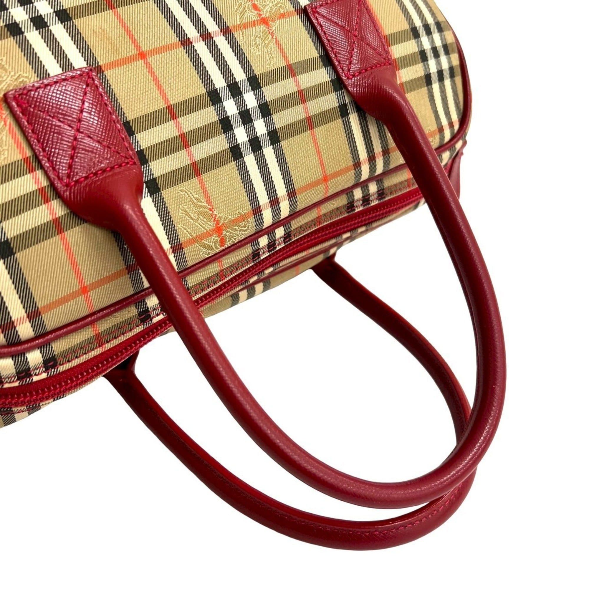 BURBERRY Nova Check Shadow Horse Canvas Leather 2-way Handbag 