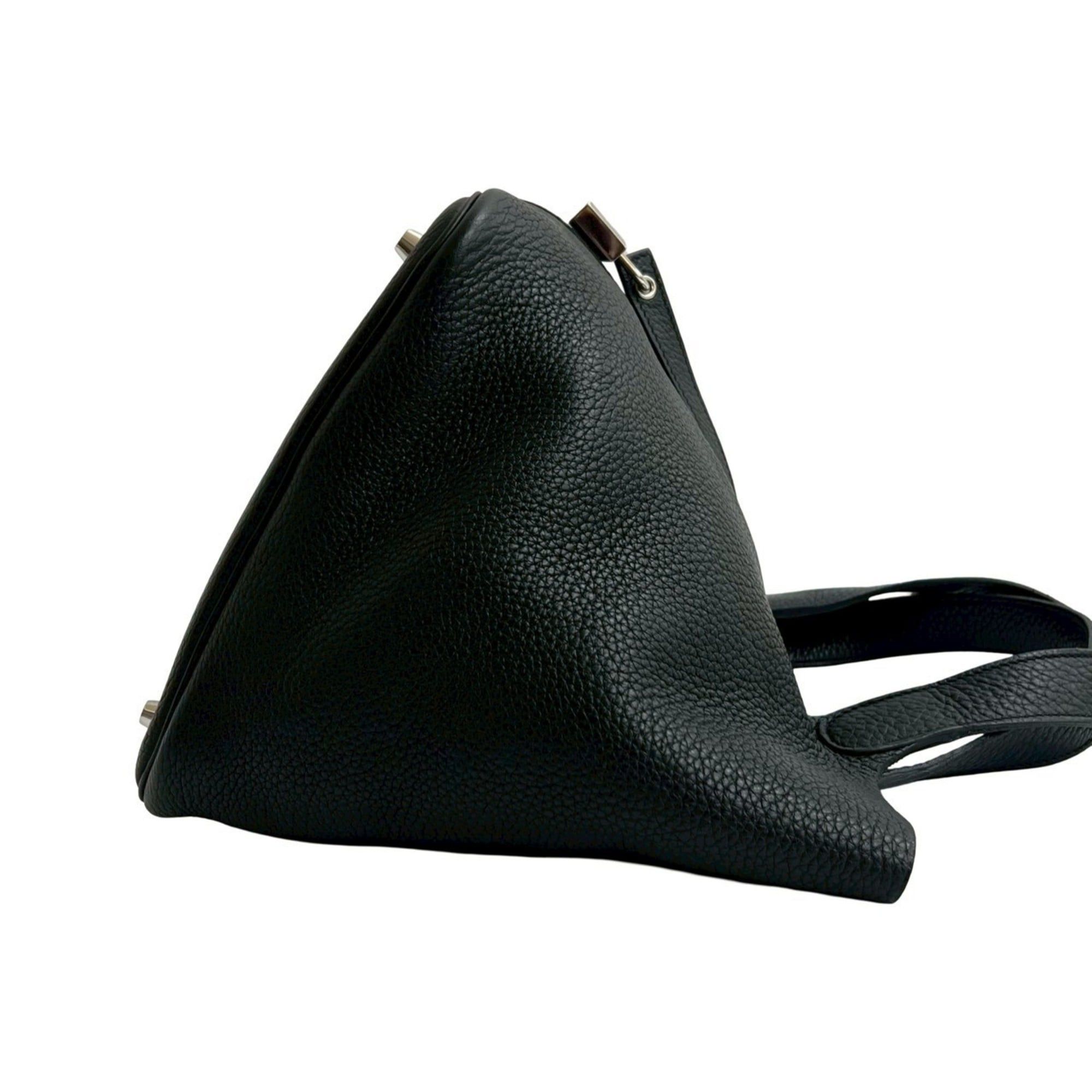 Hermes □N stamp HERMES Picotin Lock MM Taurillon Clemence Leather Handbag Mini Tote Bag Noir 27402 Size ONE SIZE - 6 Thumbnail