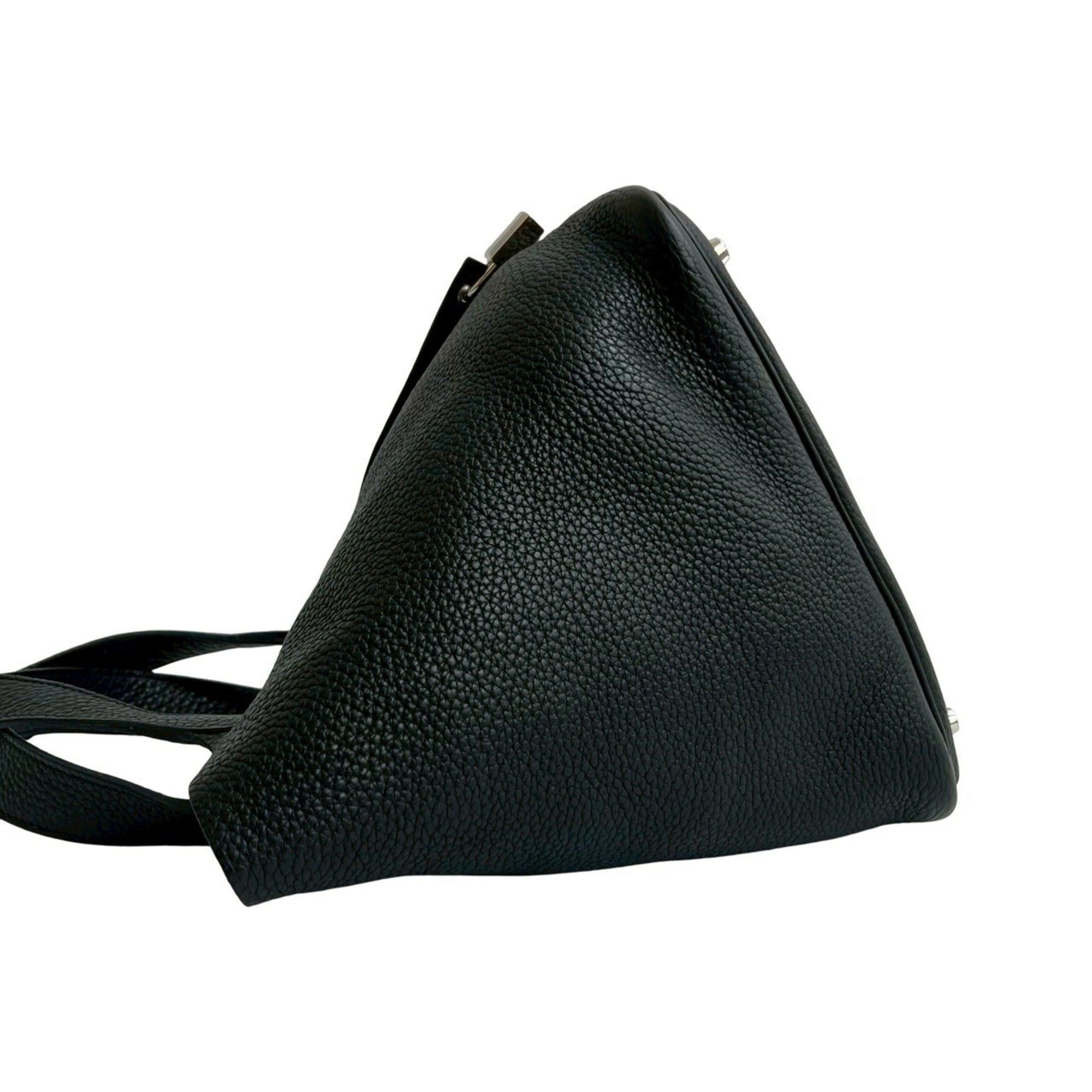 Hermes □N stamp HERMES Picotin Lock MM Taurillon Clemence Leather Handbag Mini Tote Bag Noir 27402 Size ONE SIZE - 5 Thumbnail