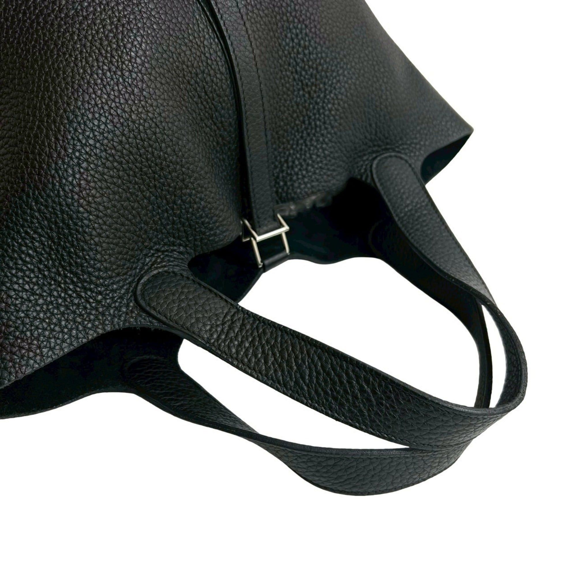 Hermes □N stamp HERMES Picotin Lock MM Taurillon Clemence Leather Handbag Mini Tote Bag Noir 27402 Size ONE SIZE - 4 Thumbnail