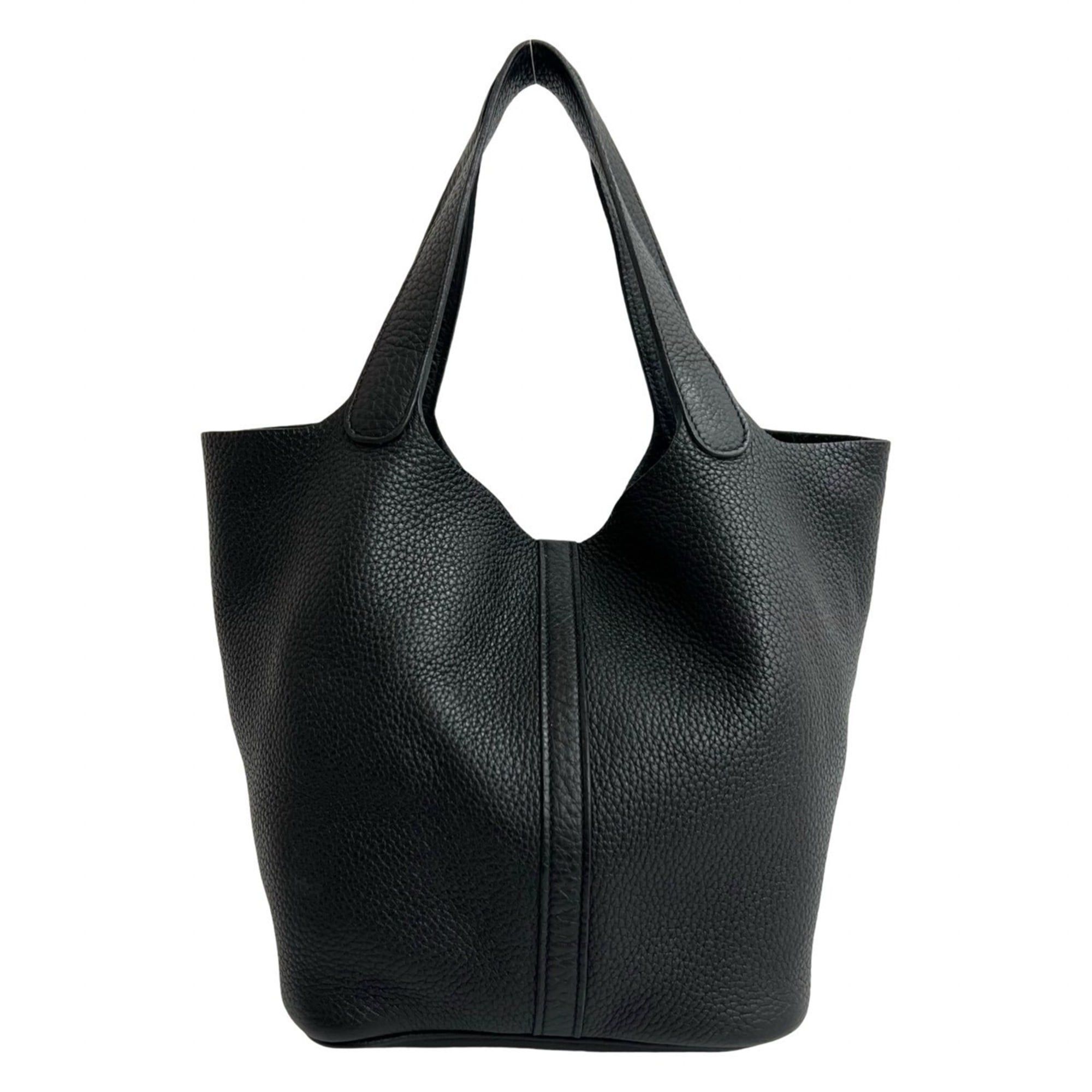 Hermes □N stamp HERMES Picotin Lock MM Taurillon Clemence Leather Handbag Mini Tote Bag Noir 27402 Size ONE SIZE - 3 Thumbnail