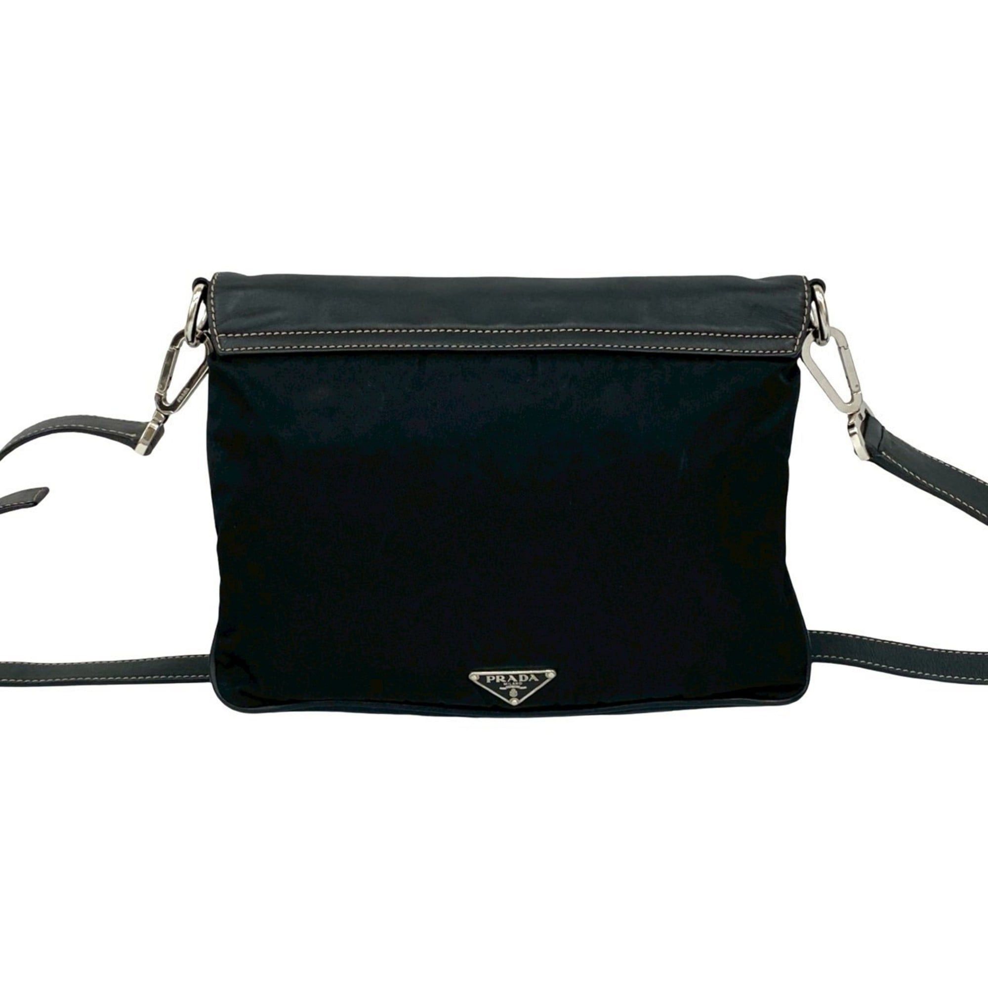 Prada PRADA Triangle Logo Leather Tessuto Nylon Shoulder Bag/Sacoche/Pouch, Black, 84903 Size ONE SIZE - 3 Thumbnail