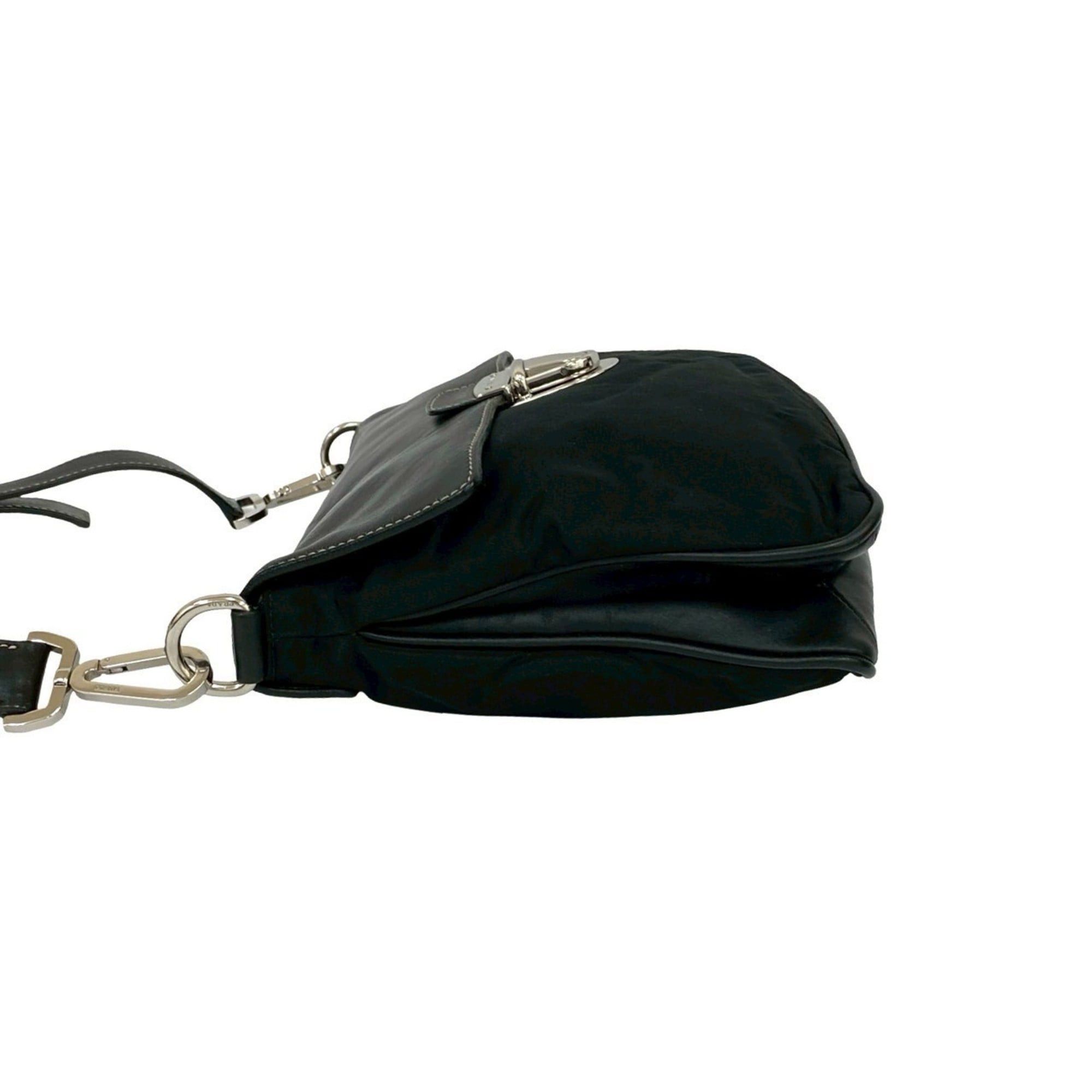 Prada PRADA Triangle Logo Leather Tessuto Nylon Shoulder Bag/Sacoche/Pouch, Black, 84903 Size ONE SIZE - 5 Thumbnail