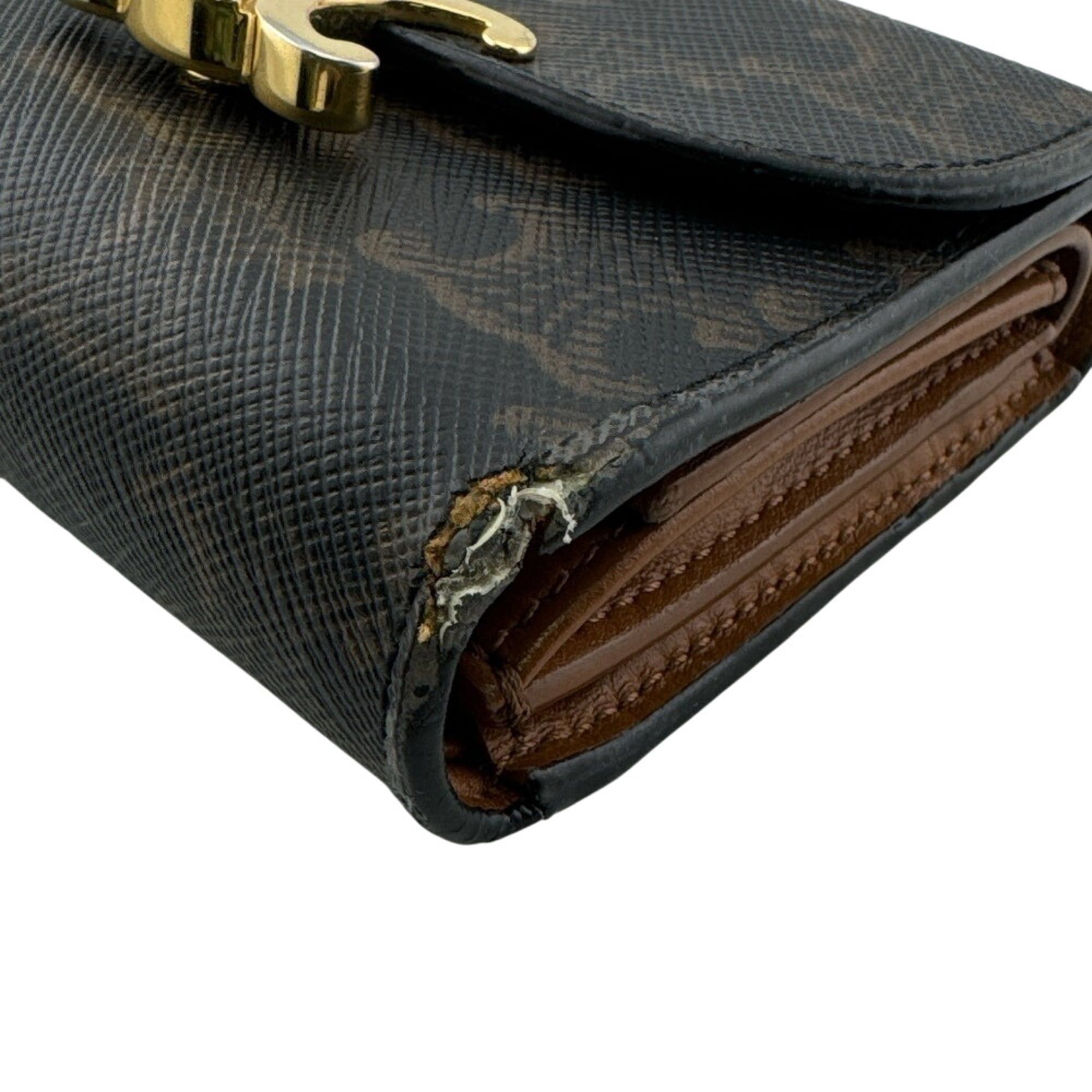 Celine CELINE Triomphe Tri-fold Wallet, Brown Size ONE SIZE - 3 Thumbnail
