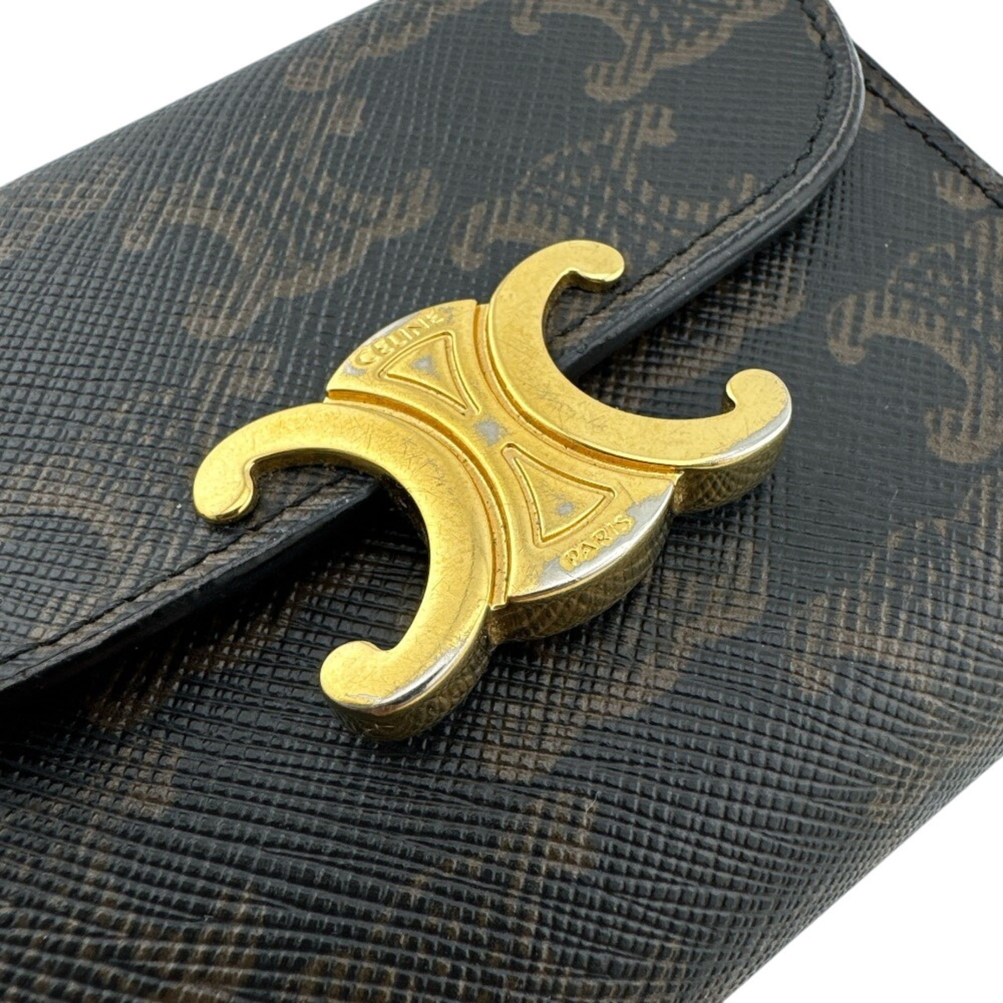 Celine CELINE Triomphe Tri-fold Wallet, Brown Size ONE SIZE - 4 Thumbnail